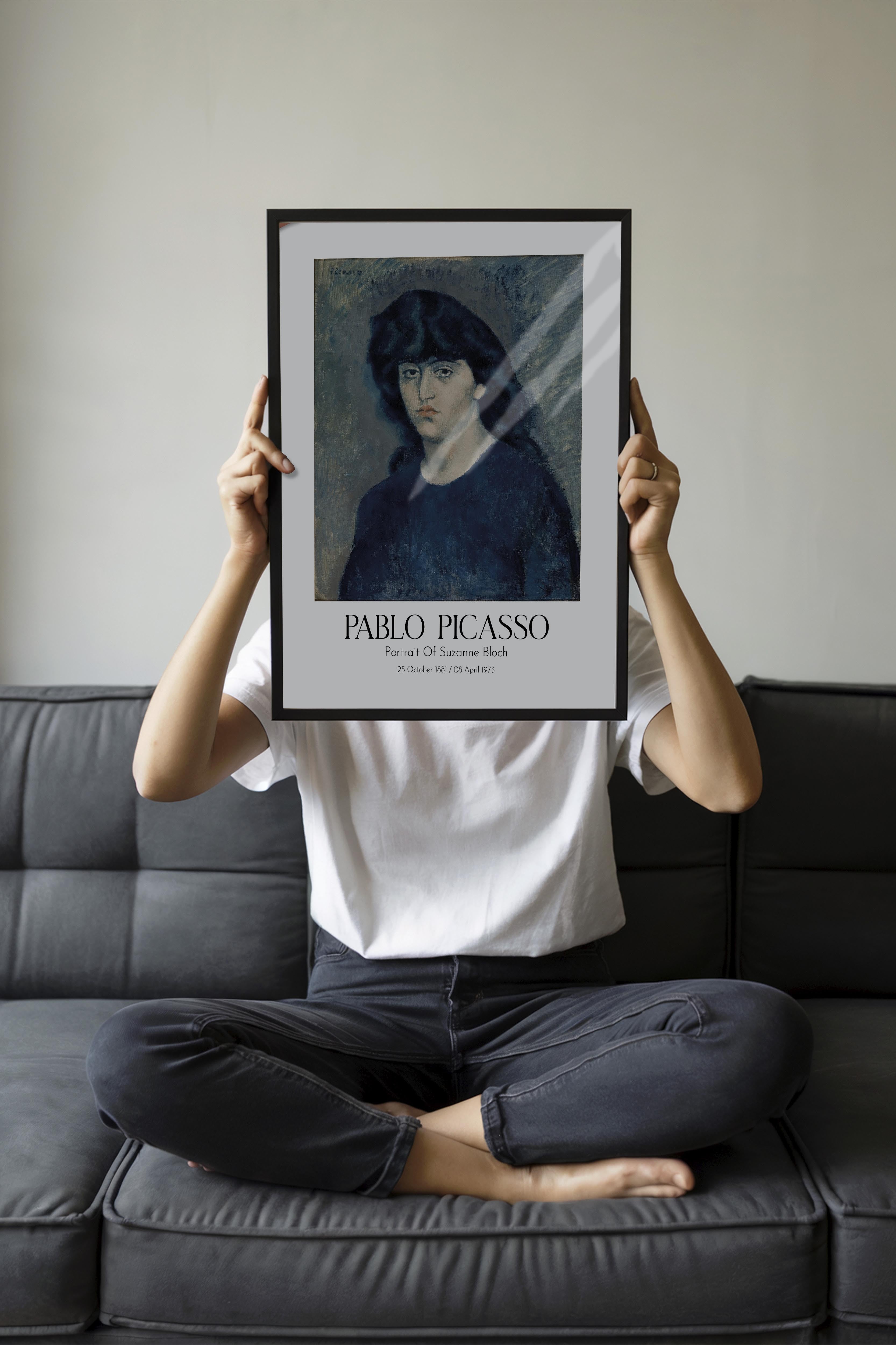 Pablo Picasso - Portrait Of Suzanne Bloch, Siyah Çerçeveli Tablo, Sanat Serisi NO:112499