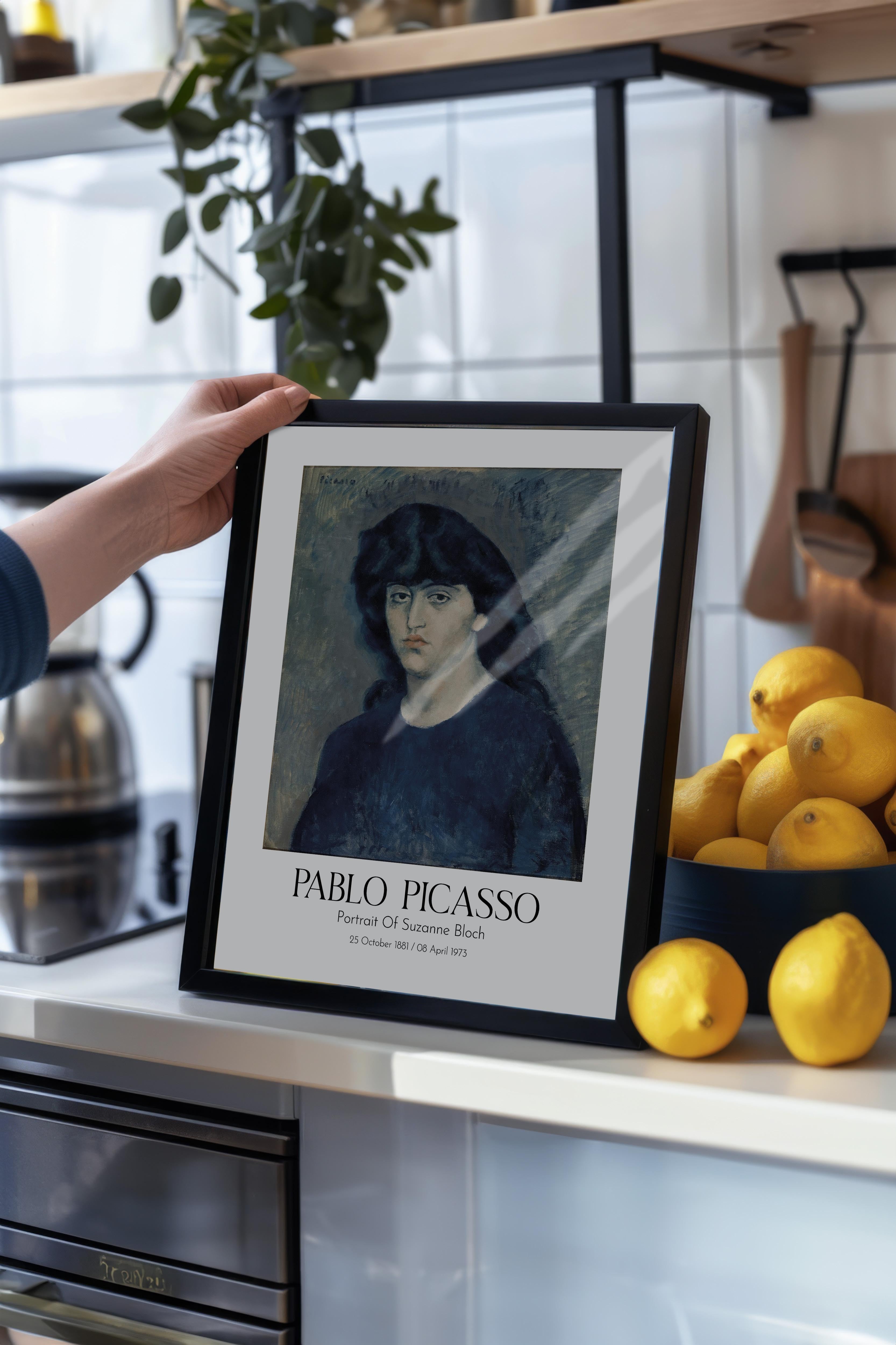 Pablo Picasso - Portrait Of Suzanne Bloch, Siyah Çerçeveli Tablo, Sanat Serisi NO:112499