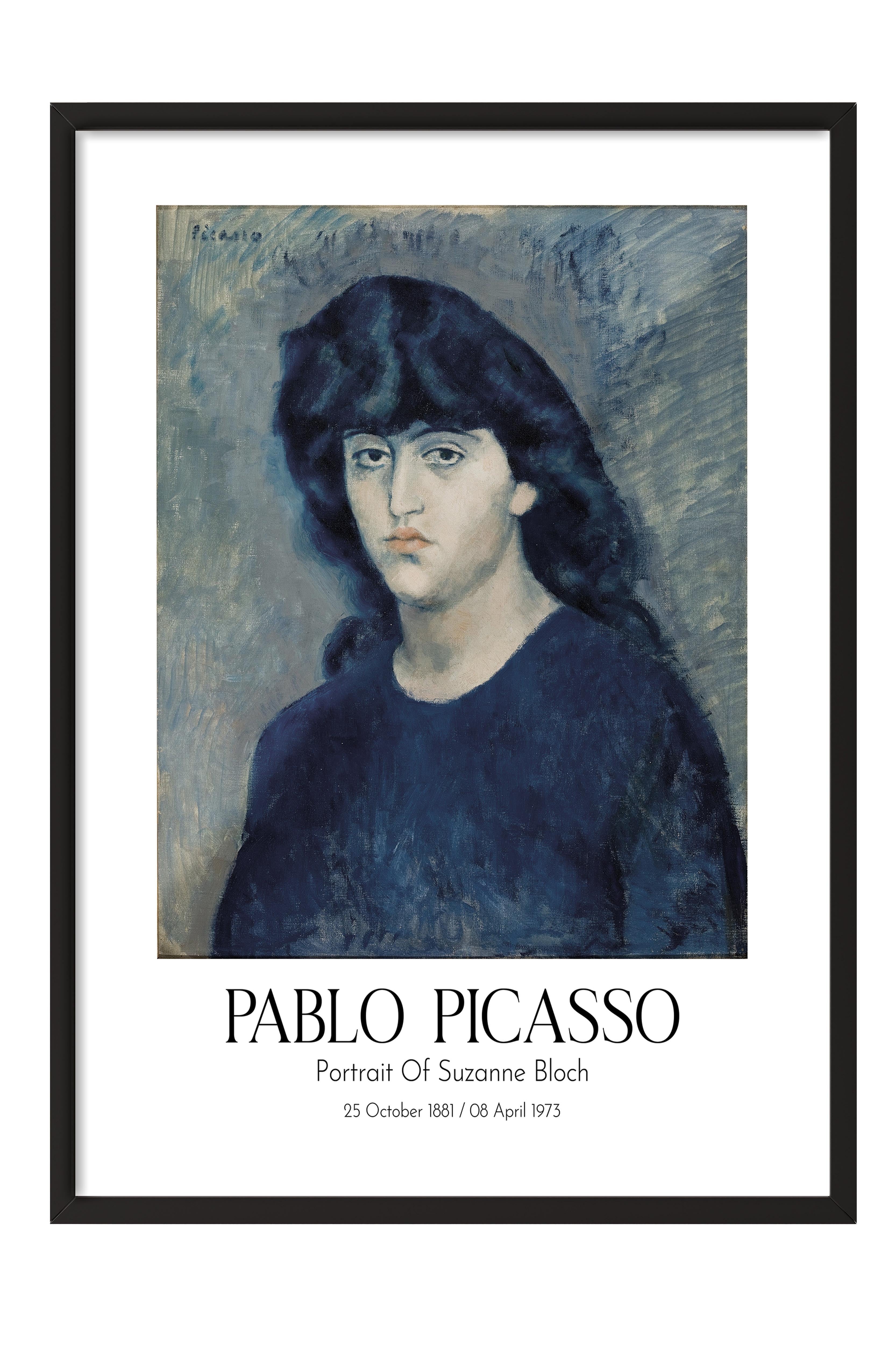 Pablo Picasso - Portrait Of Suzanne Bloch, Siyah Çerçeveli Tablo, Sanat Serisi NO:112499