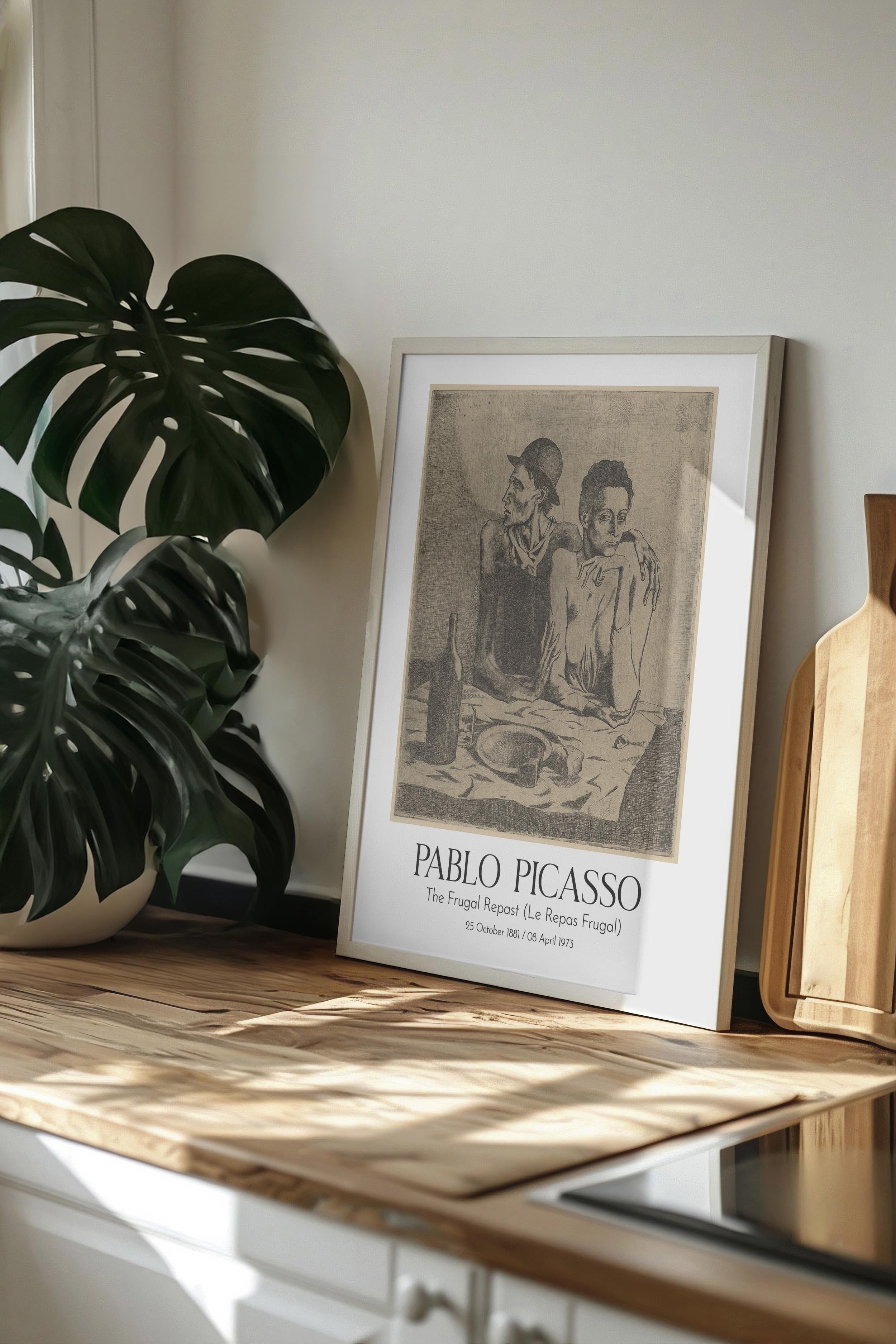 Pablo Picasso - The Frugal Repast (Le Repas Frugal), Beyaz Çerçeveli Tablo, Sanat Serisi NO:112500