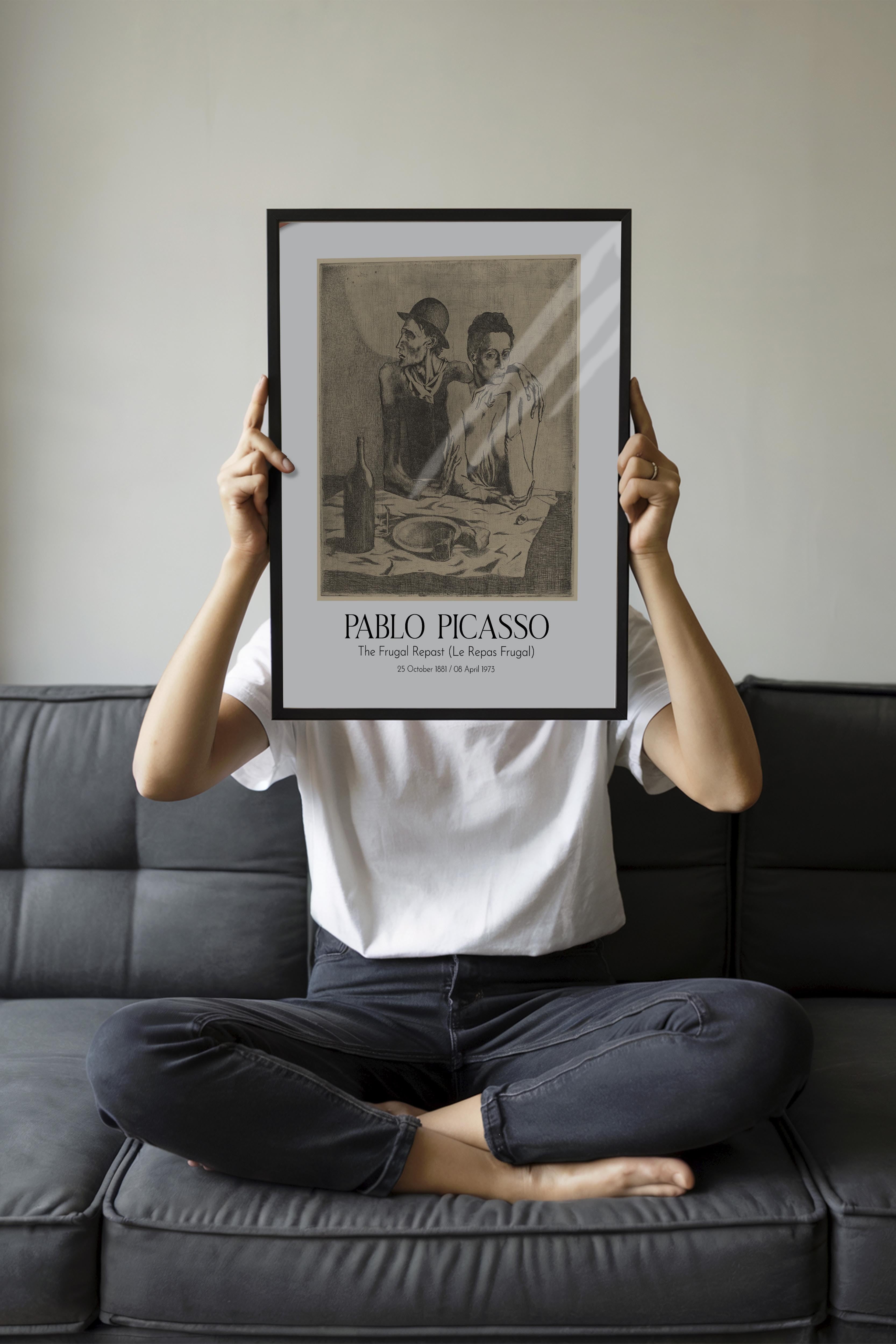 Pablo Picasso - The Frugal Repast (Le Repas Frugal), Siyah Çerçeveli Tablo, Sanat Serisi NO:112500