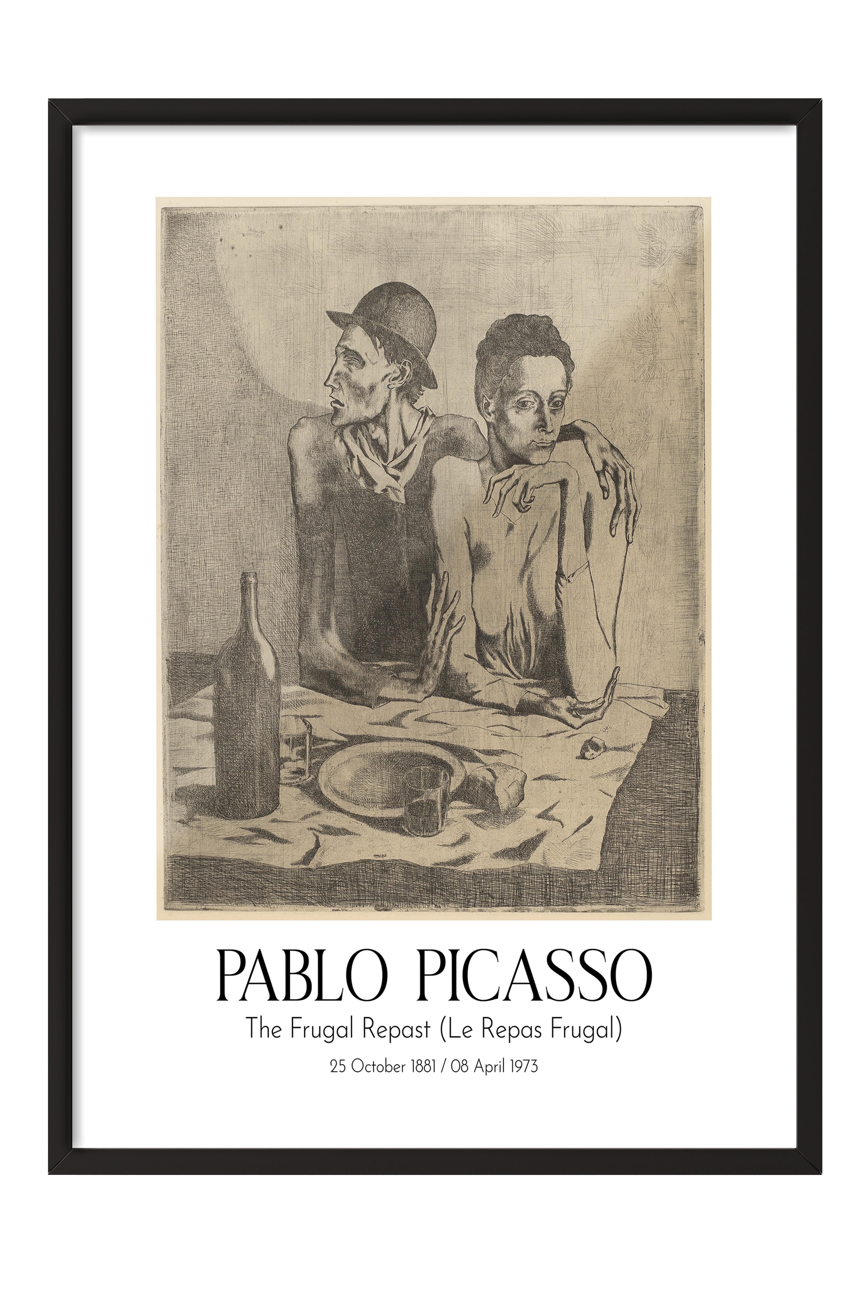 Pablo Picasso - The Frugal Repast (Le Repas Frugal), Siyah Çerçeveli Tablo, Sanat Serisi NO:112500