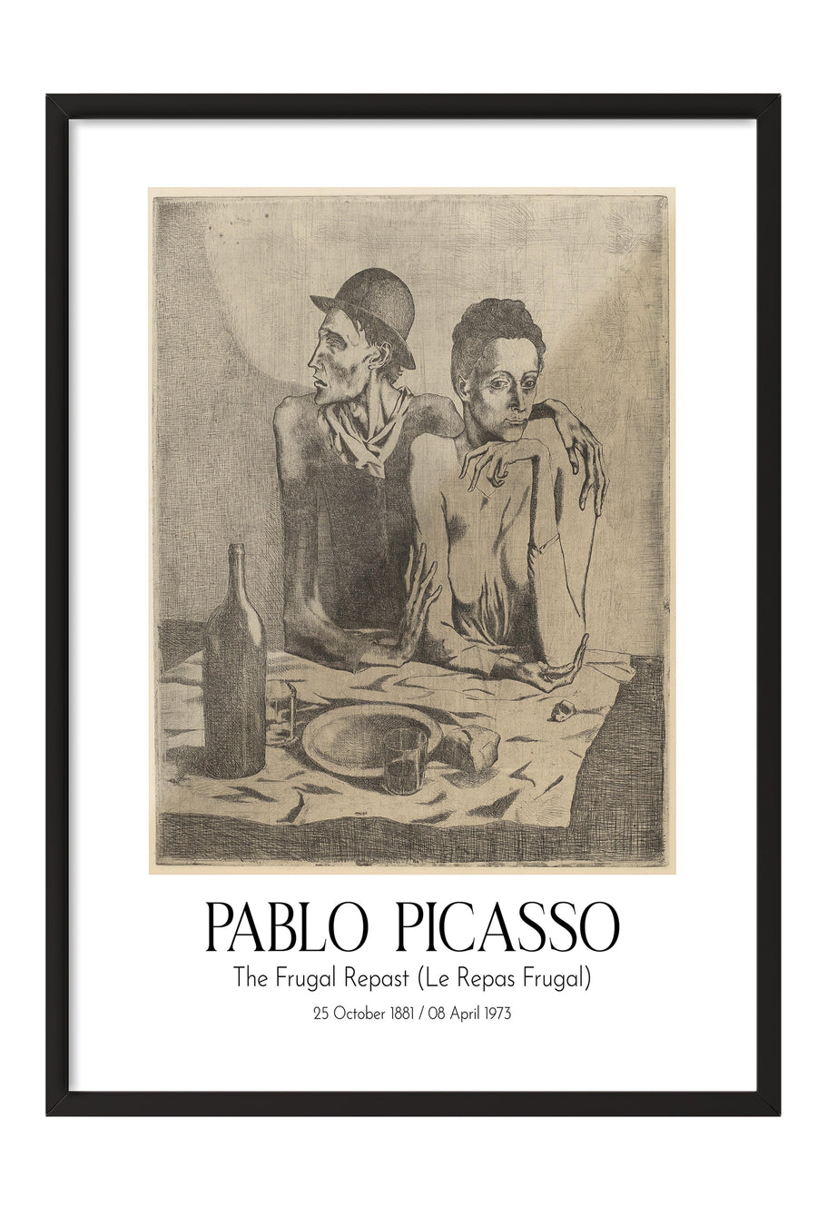 Pablo Picasso - The Frugal Repast (Le Repas Frugal), Siyah Çerçeveli Tablo, Sanat Serisi NO:112500