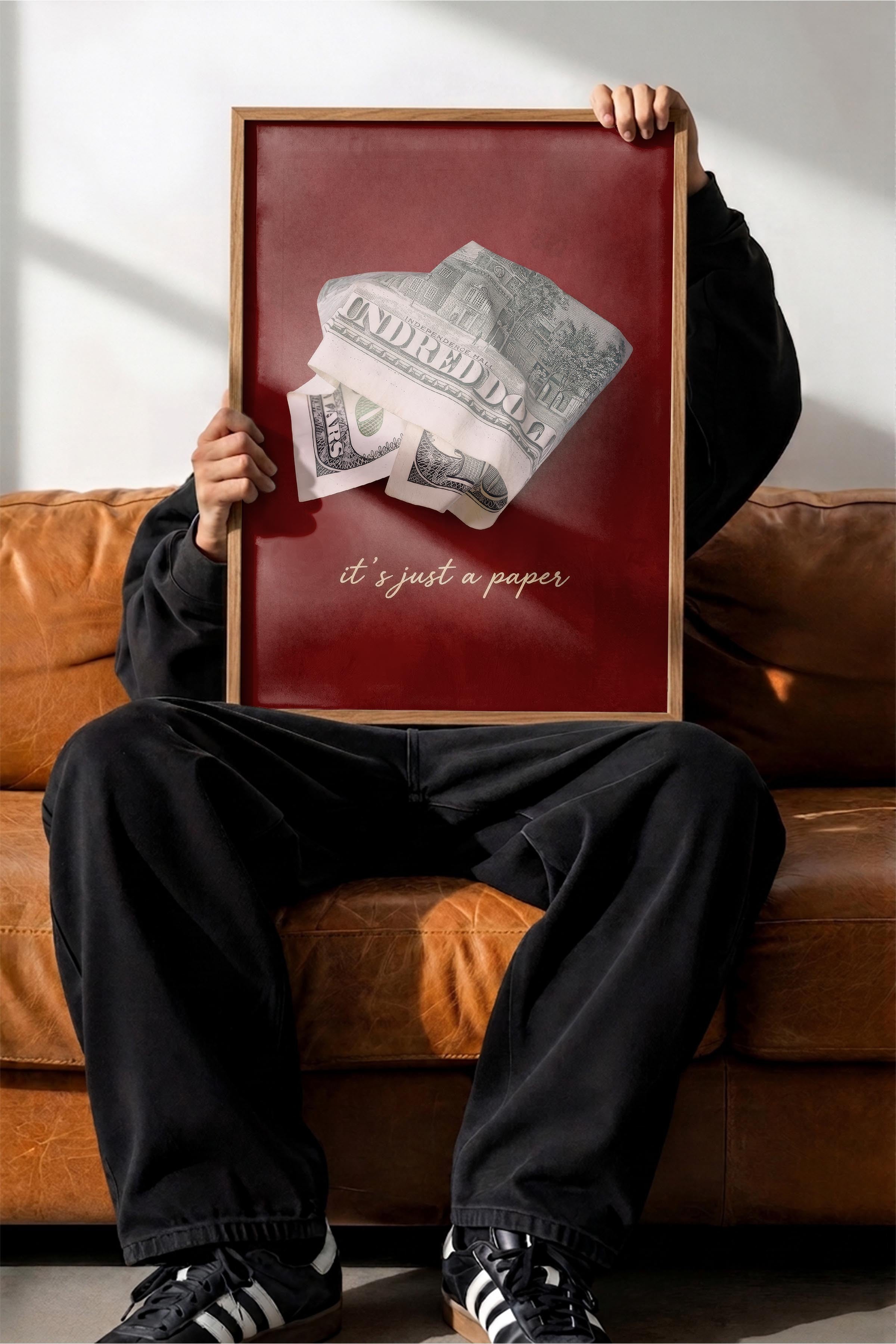 Para ve Söz Posteri, Ahşap Çerçeveli Poster, Old Money Serisi, NO:113157