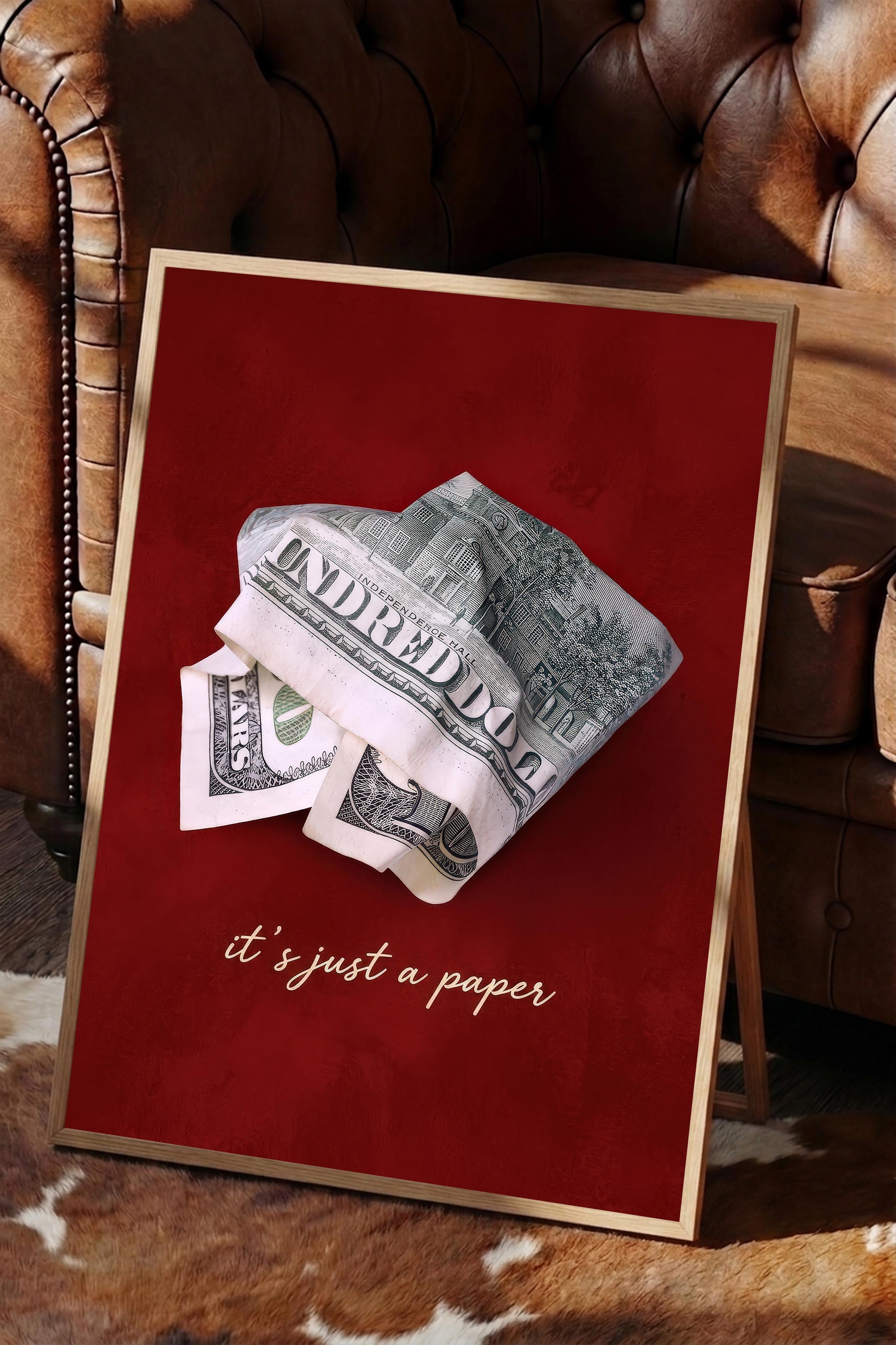 Para ve Söz Posteri, Ahşap Çerçeveli Poster, Old Money Serisi, NO:113157