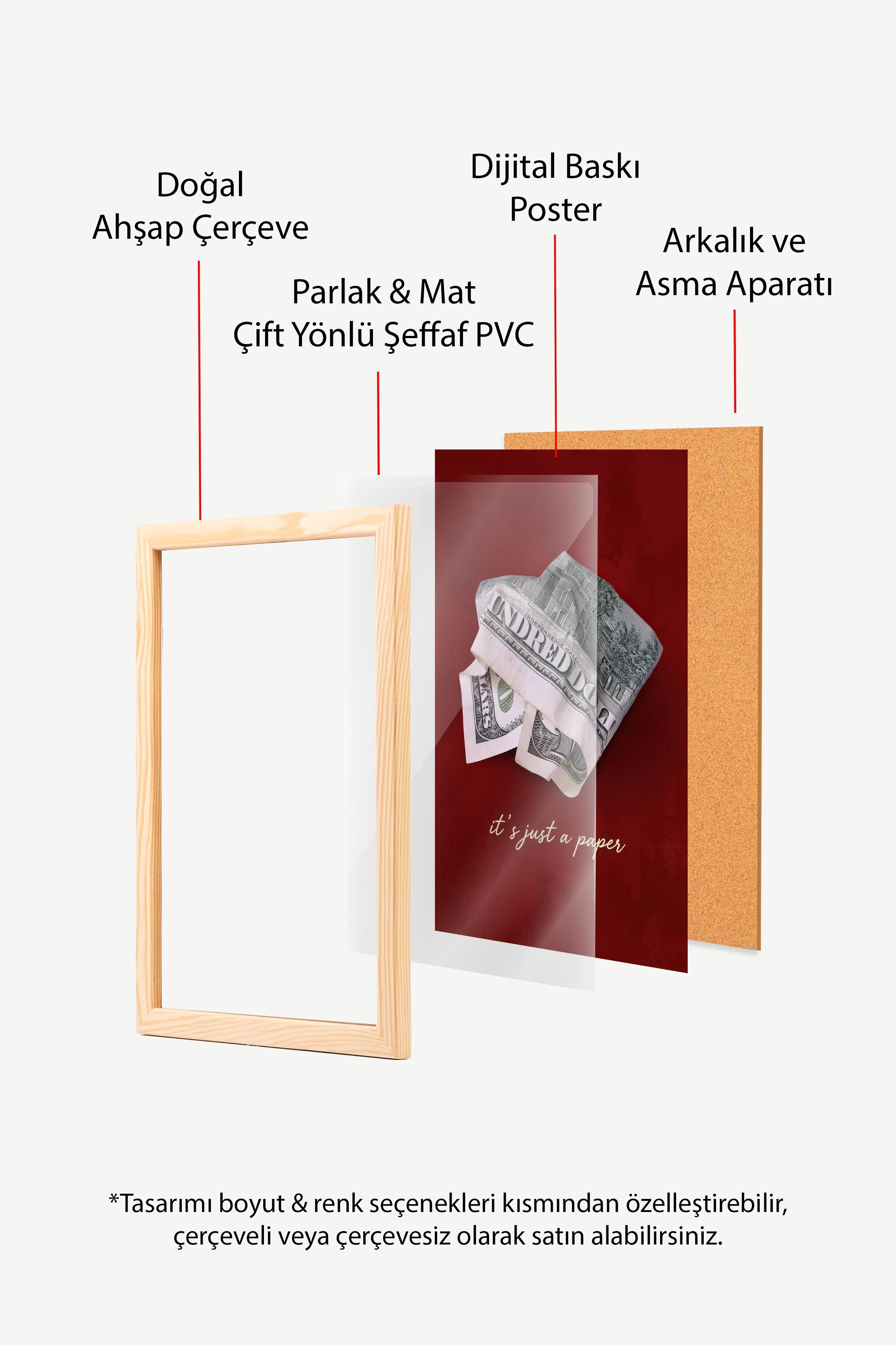 Para ve Söz Posteri, Ahşap Çerçeveli Poster, Old Money Serisi, NO:113157
