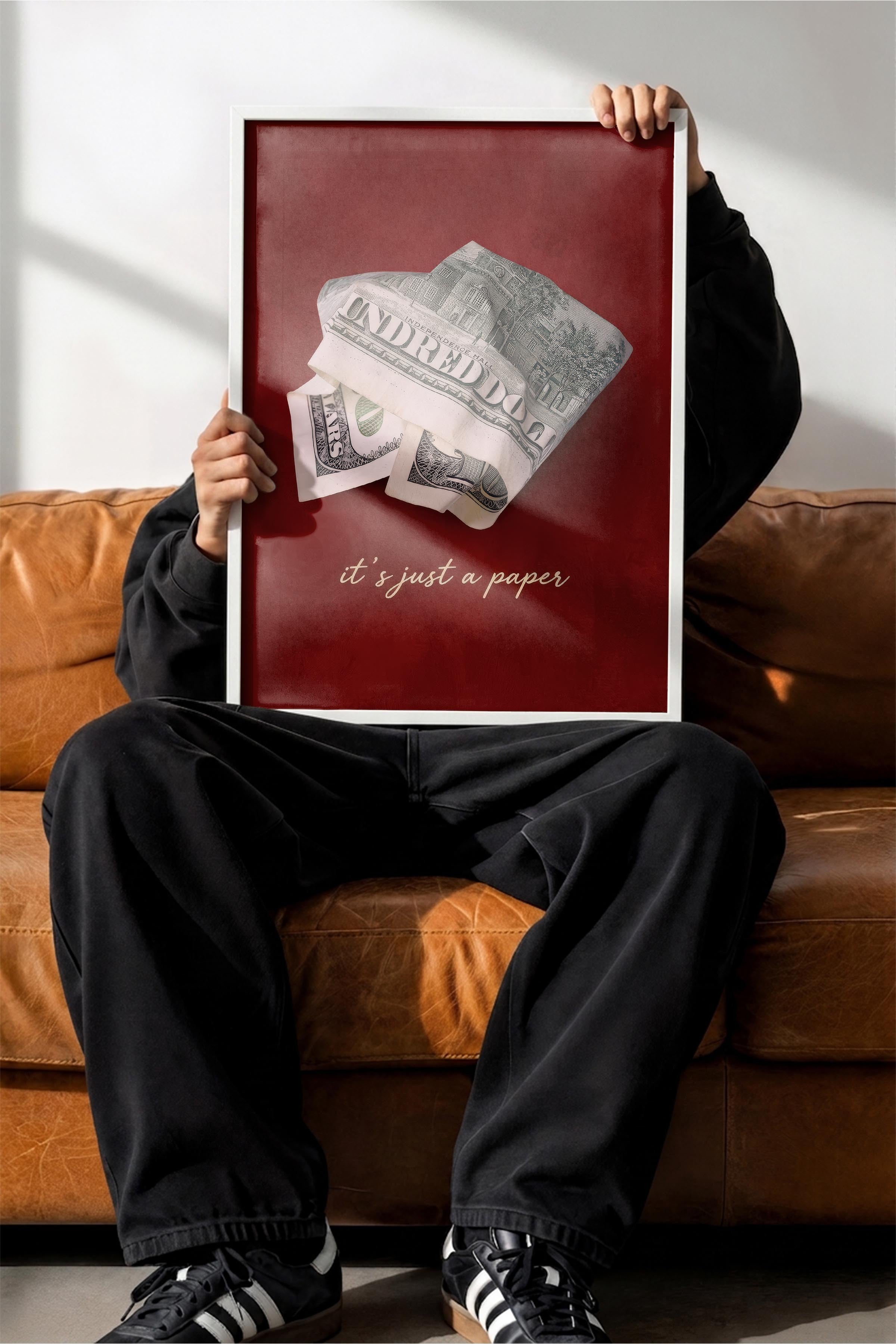 Para ve Söz Posteri, Beyaz Çerçeveli Poster, Old Money Serisi, NO:113157