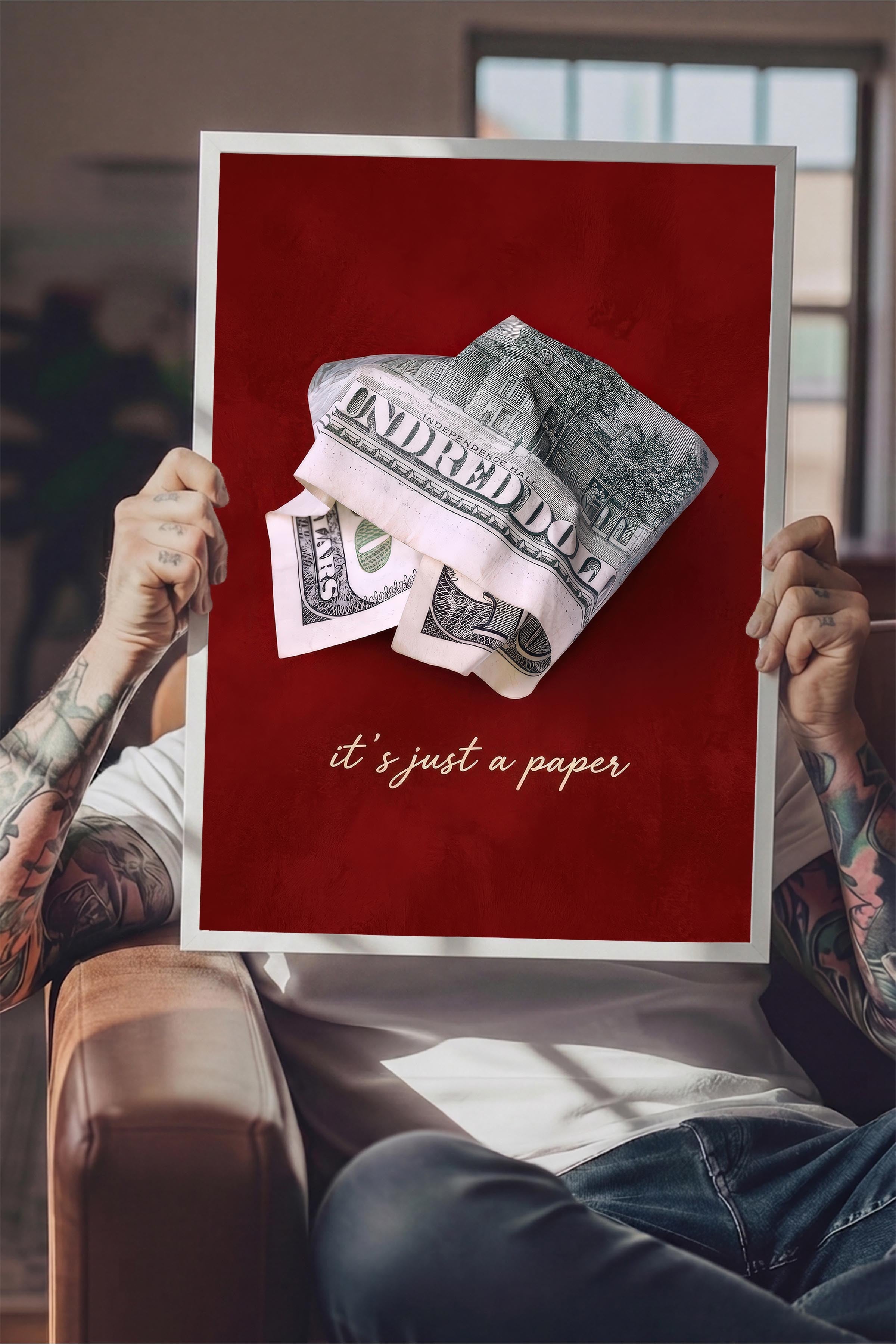Para ve Söz Posteri, Beyaz Çerçeveli Poster, Old Money Serisi, NO:113157