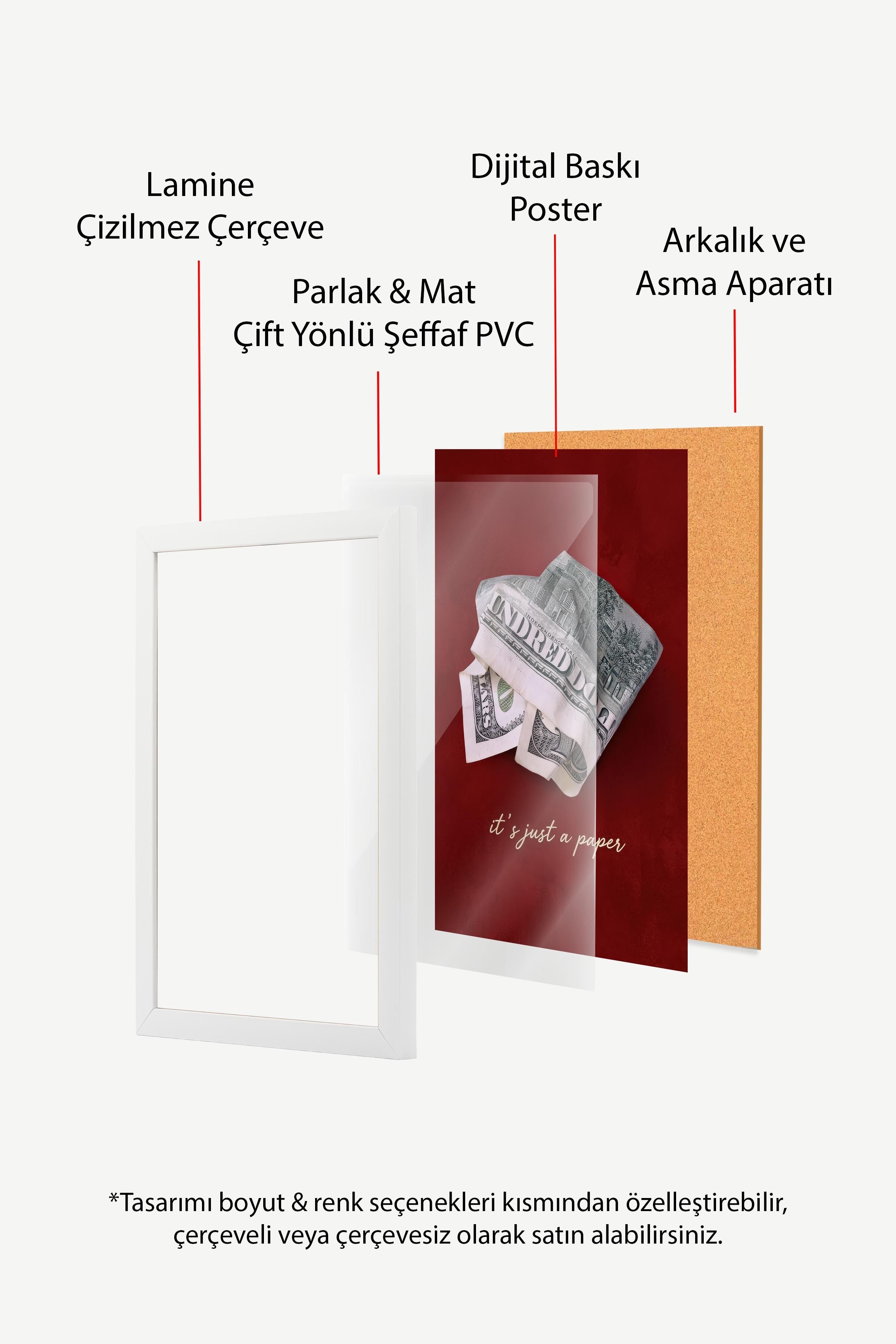 Para ve Söz Posteri, Beyaz Çerçeveli Poster, Old Money Serisi, NO:113157
