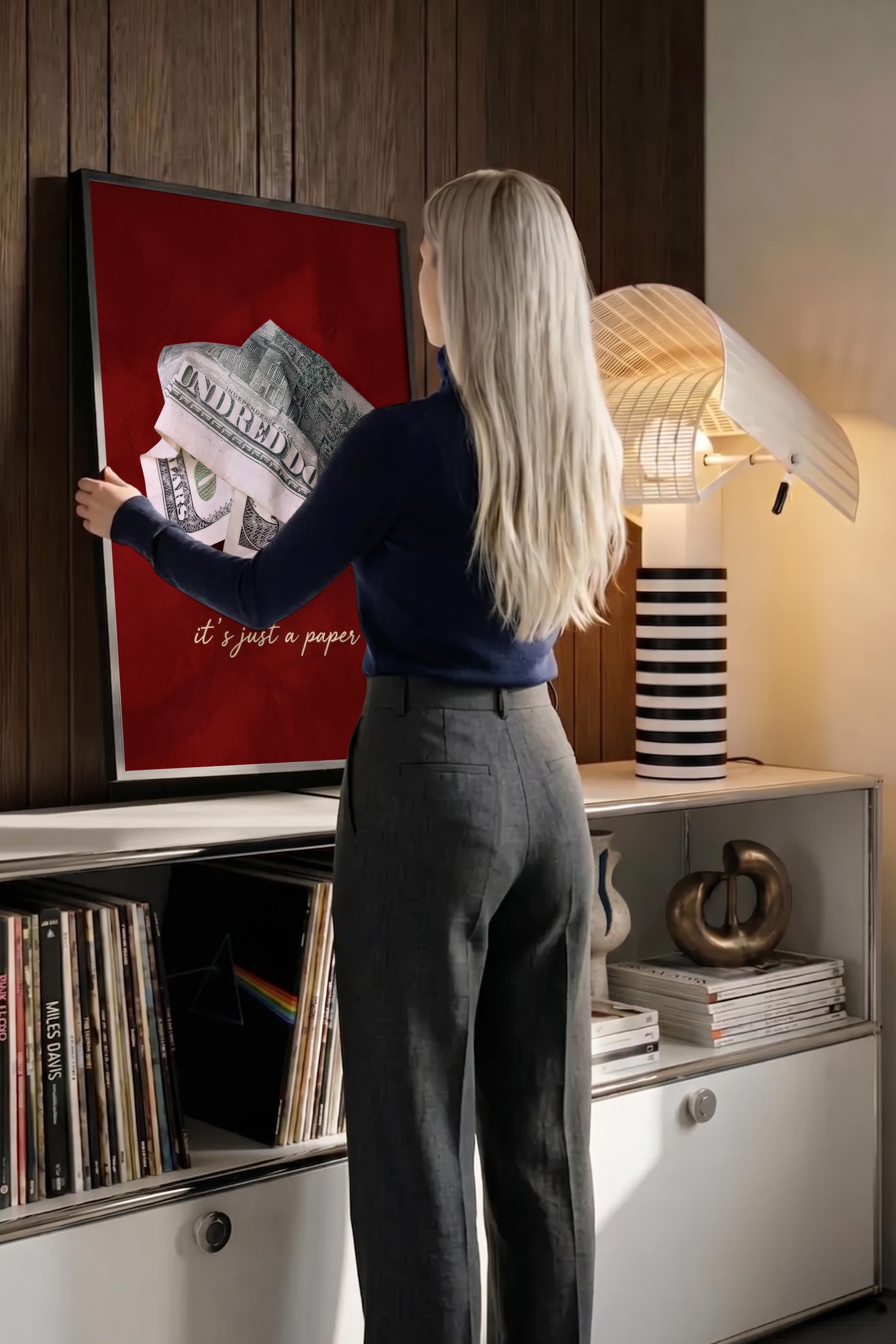 Para ve Söz Posteri, Siyah Çerçeveli Poster, Old Money Serisi, NO:113157