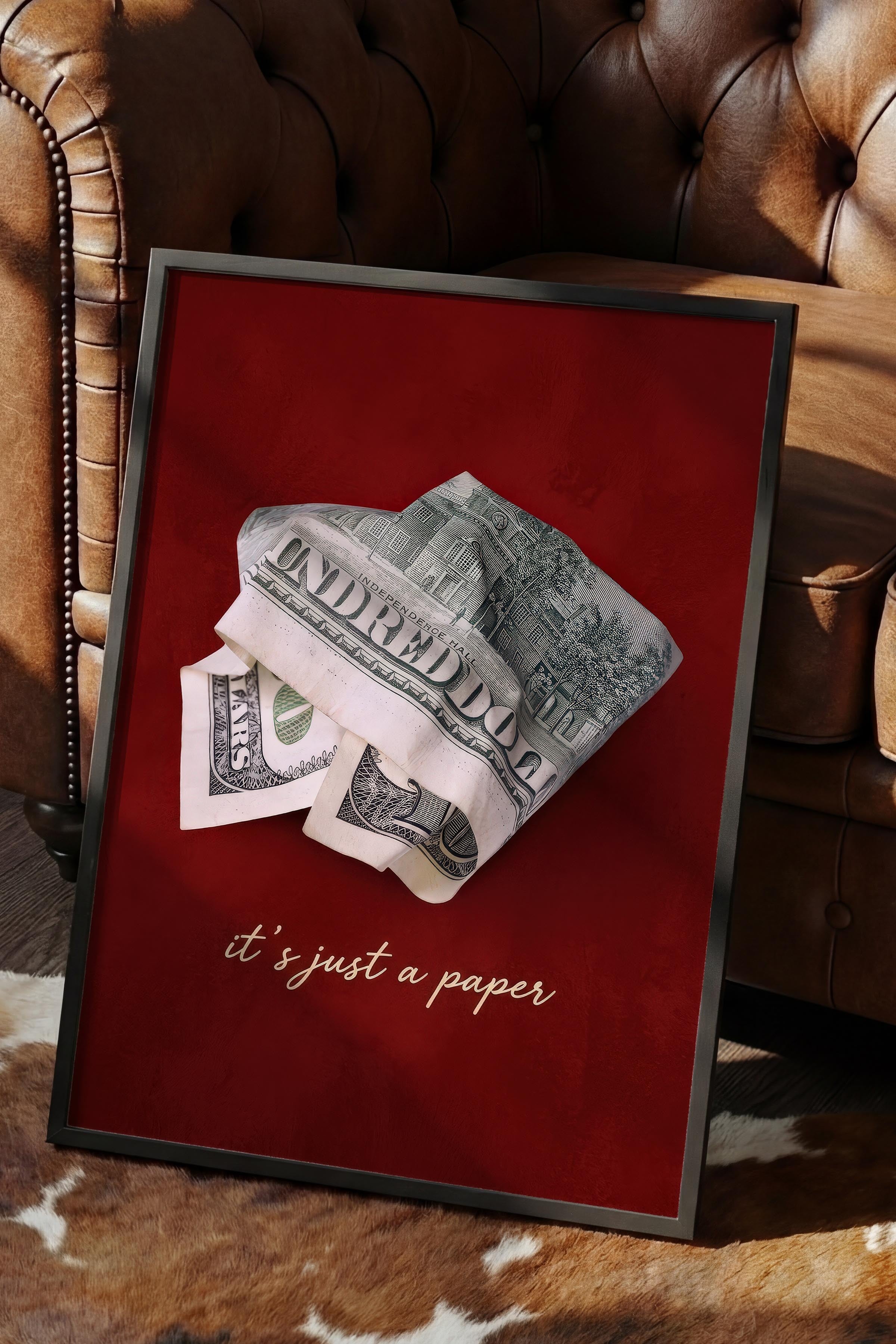 Para ve Söz Posteri, Siyah Çerçeveli Poster, Old Money Serisi, NO:113157