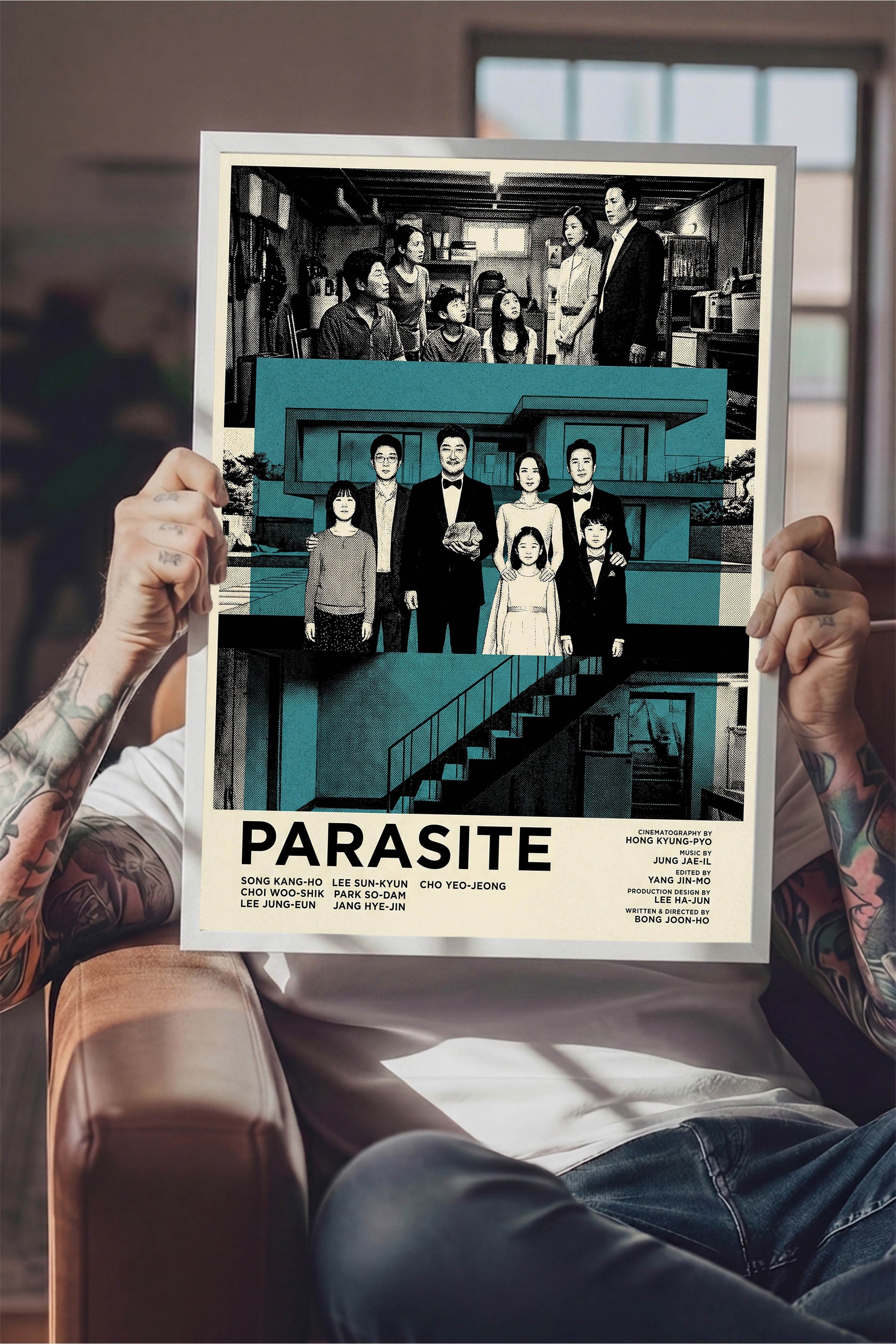 Parasite Beyaz Çerçeveli Poster, Sinema ve Dizi Tablo, Film Dizi Afişleri NO:112823