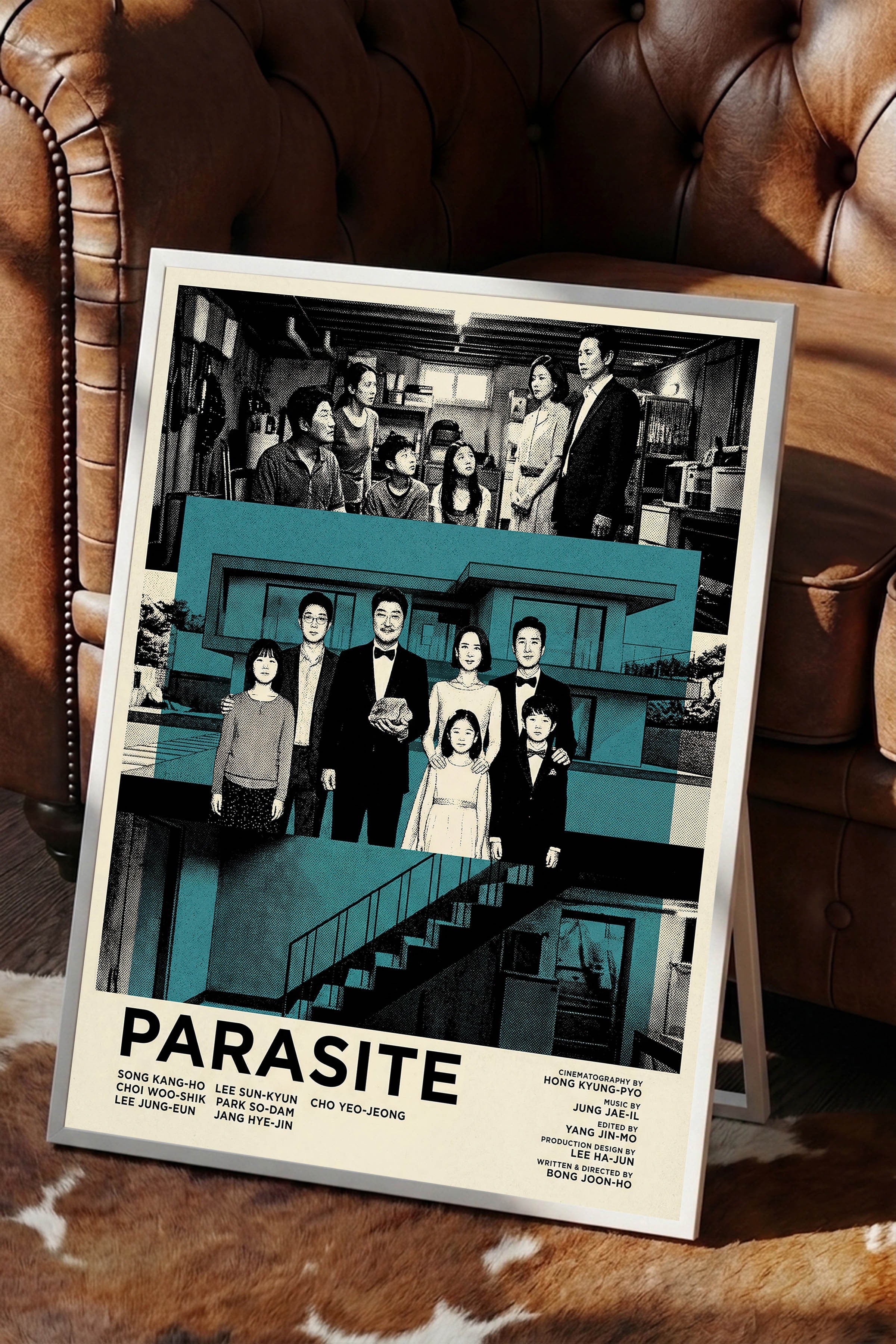 Parasite Beyaz Çerçeveli Poster, Sinema ve Dizi Tablo, Film Dizi Afişleri NO:112823
