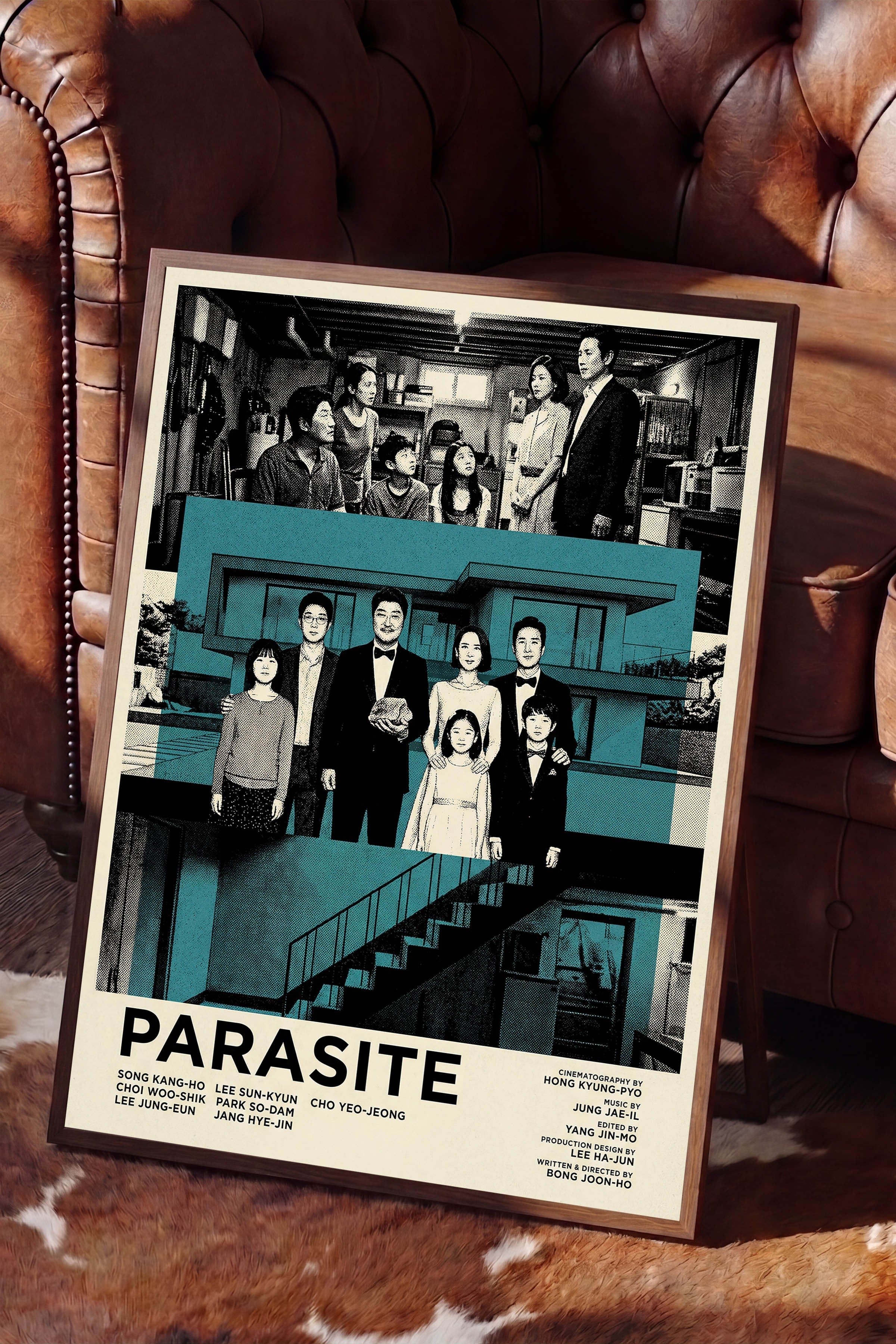 Parasite Kahverengi Çerçeveli Poster, Sinema ve Dizi Tablo, Film Dizi Afişleri NO:112823