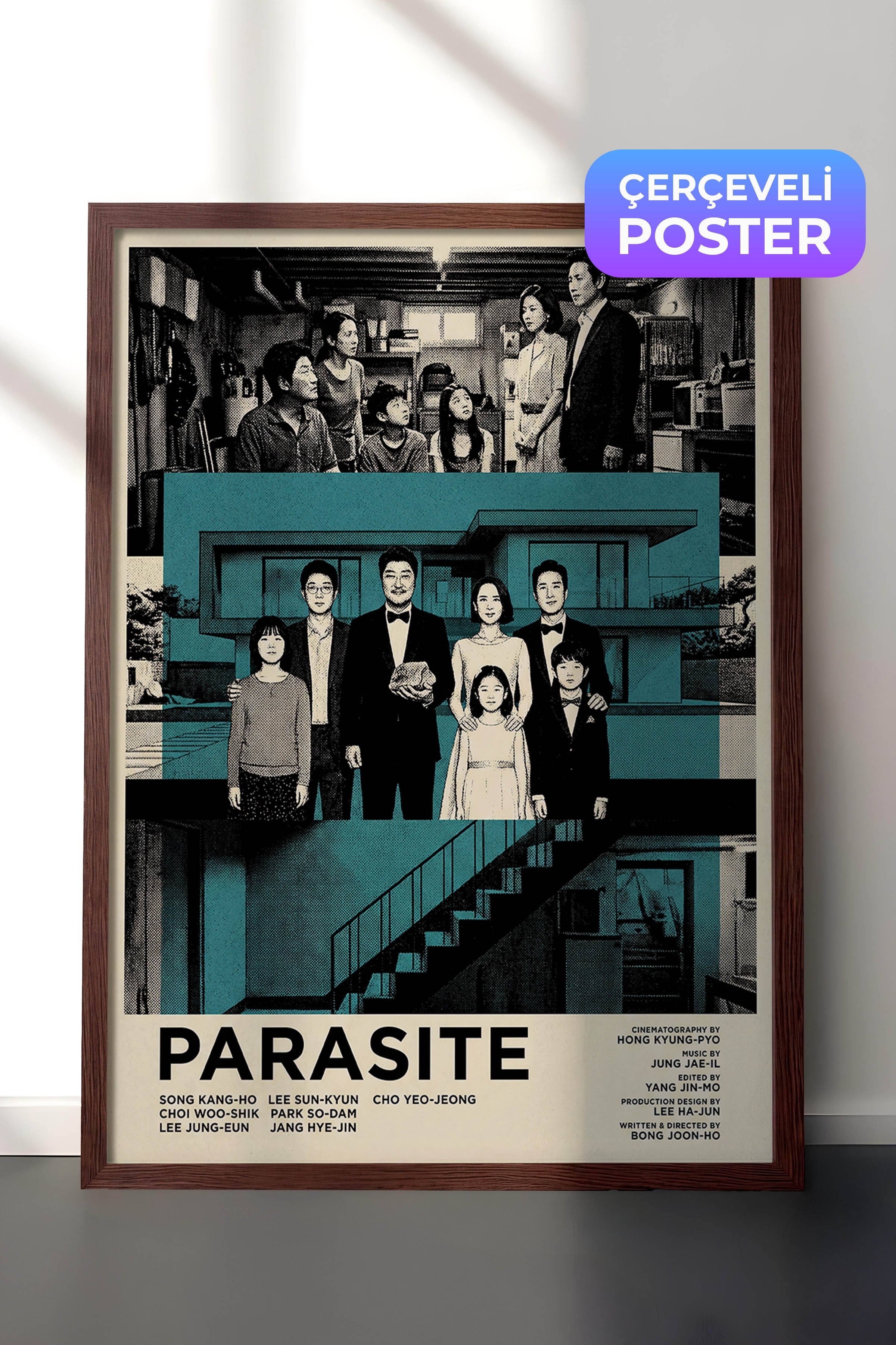 Parasite Kahverengi Çerçeveli Poster, Sinema ve Dizi Tablo, Film Dizi Afişleri NO:112823