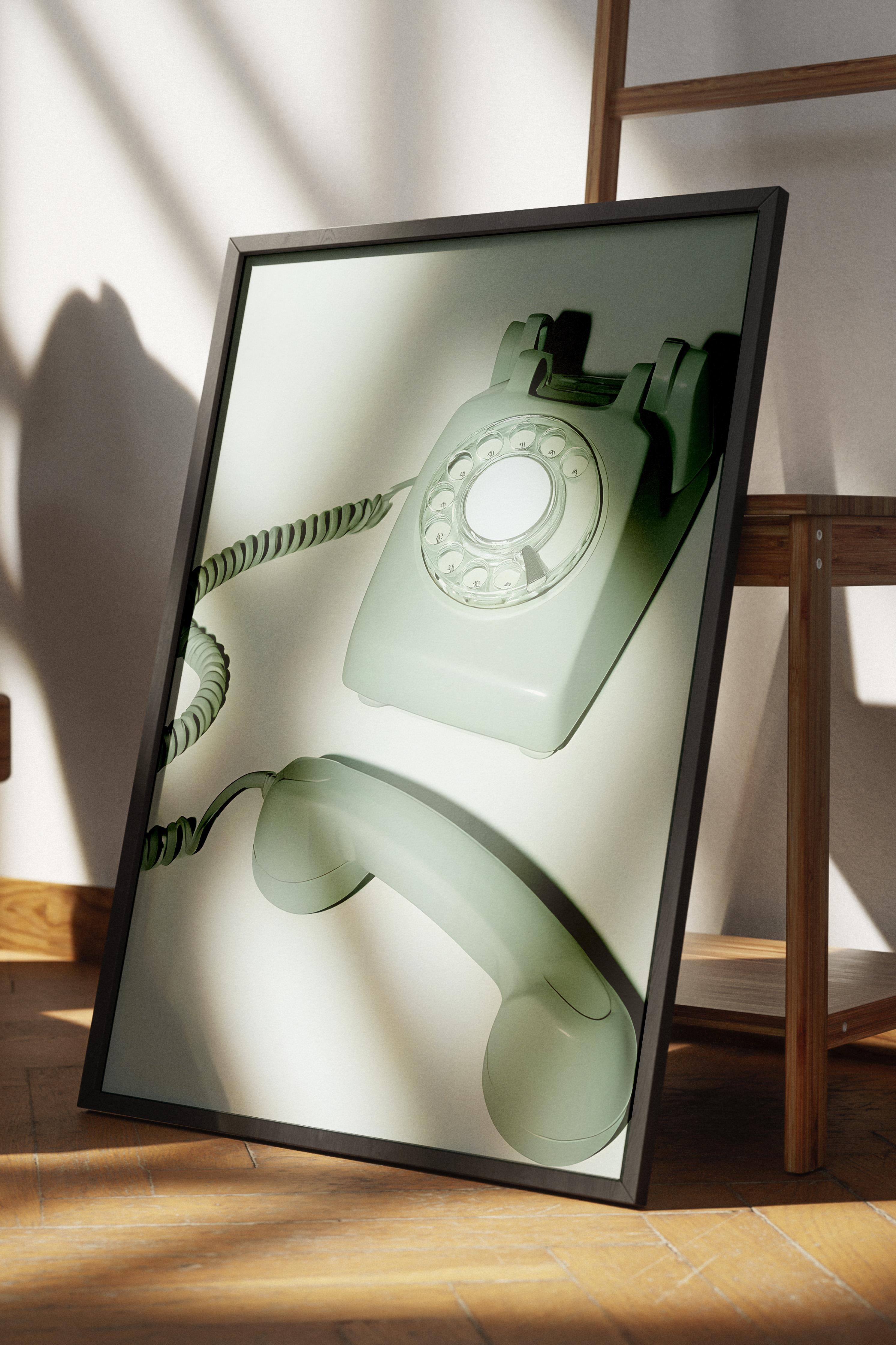 Pastel Phone Çerçeveli Tablo, Siyah Çerçeve ve Poster, Dikey Duvar Tablosu Comfort Serisi NO:108483