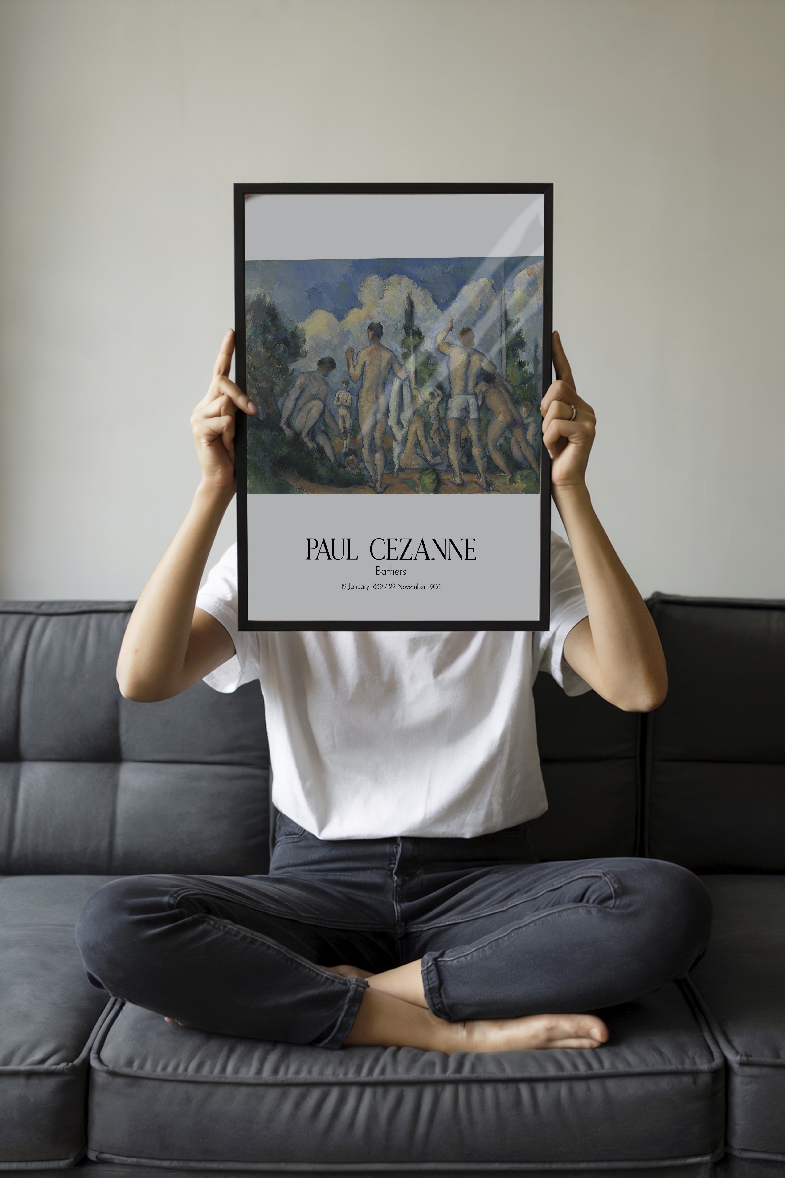 Paul Cezanne - Bathers, Siyah Çerçeveli Tablo, Sanat Serisi NO:110452