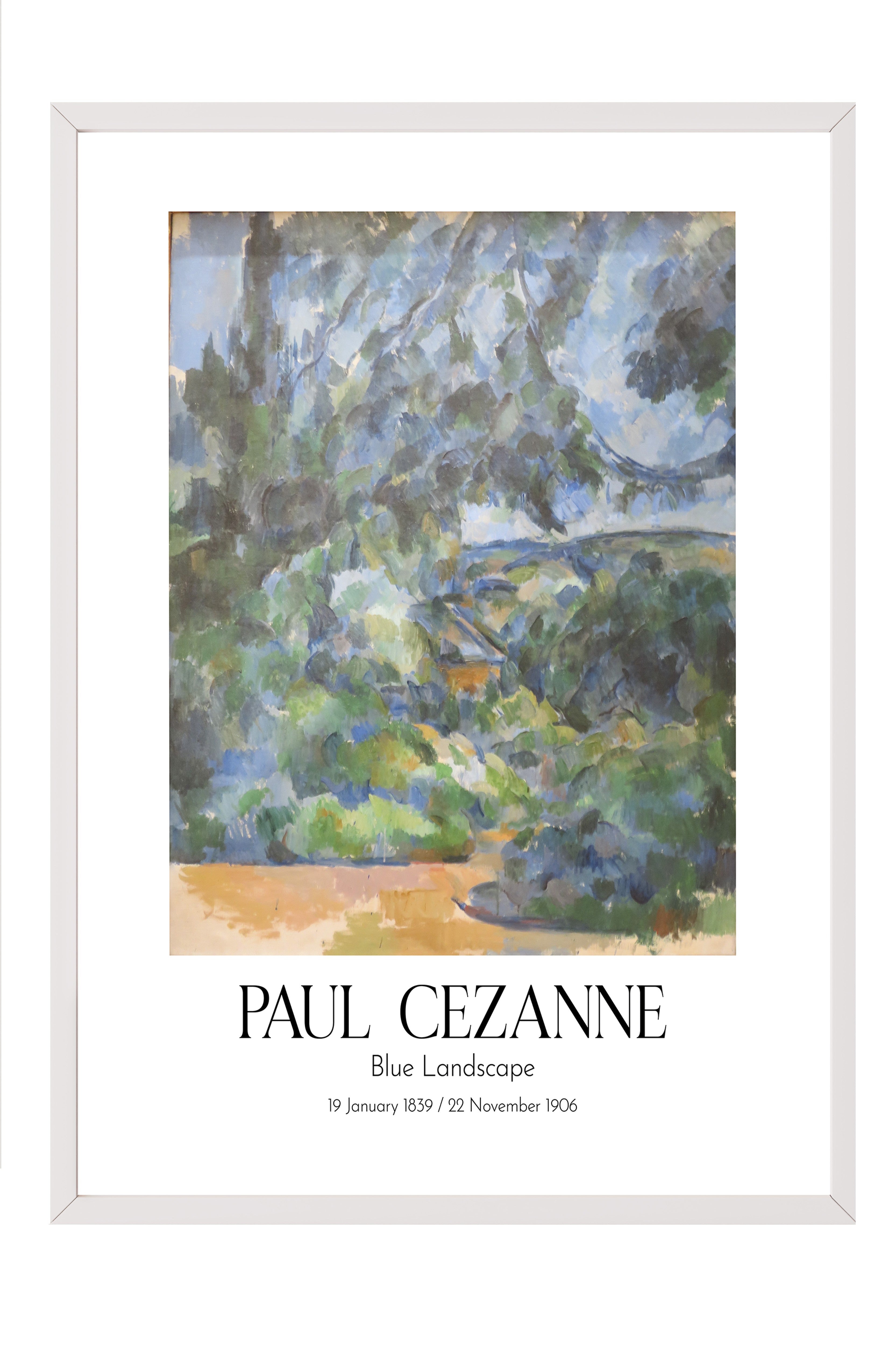 Paul Cezanne - Blue Landscape, Beyaz Çerçeveli Tablo, Sanat Serisi NO:110453