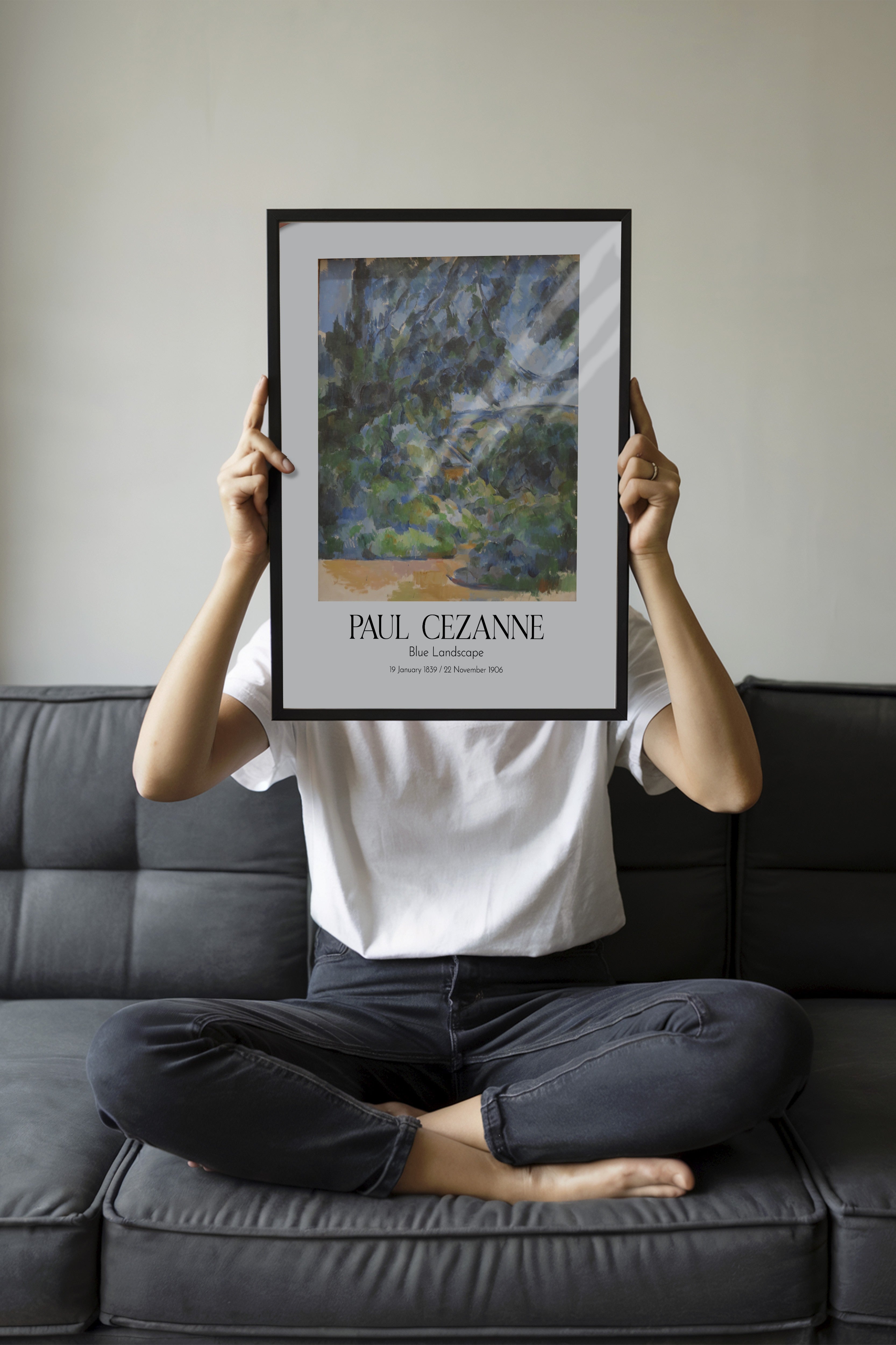Paul Cezanne - Blue Landscape, Siyah Çerçeveli Tablo, Sanat Serisi NO:110453