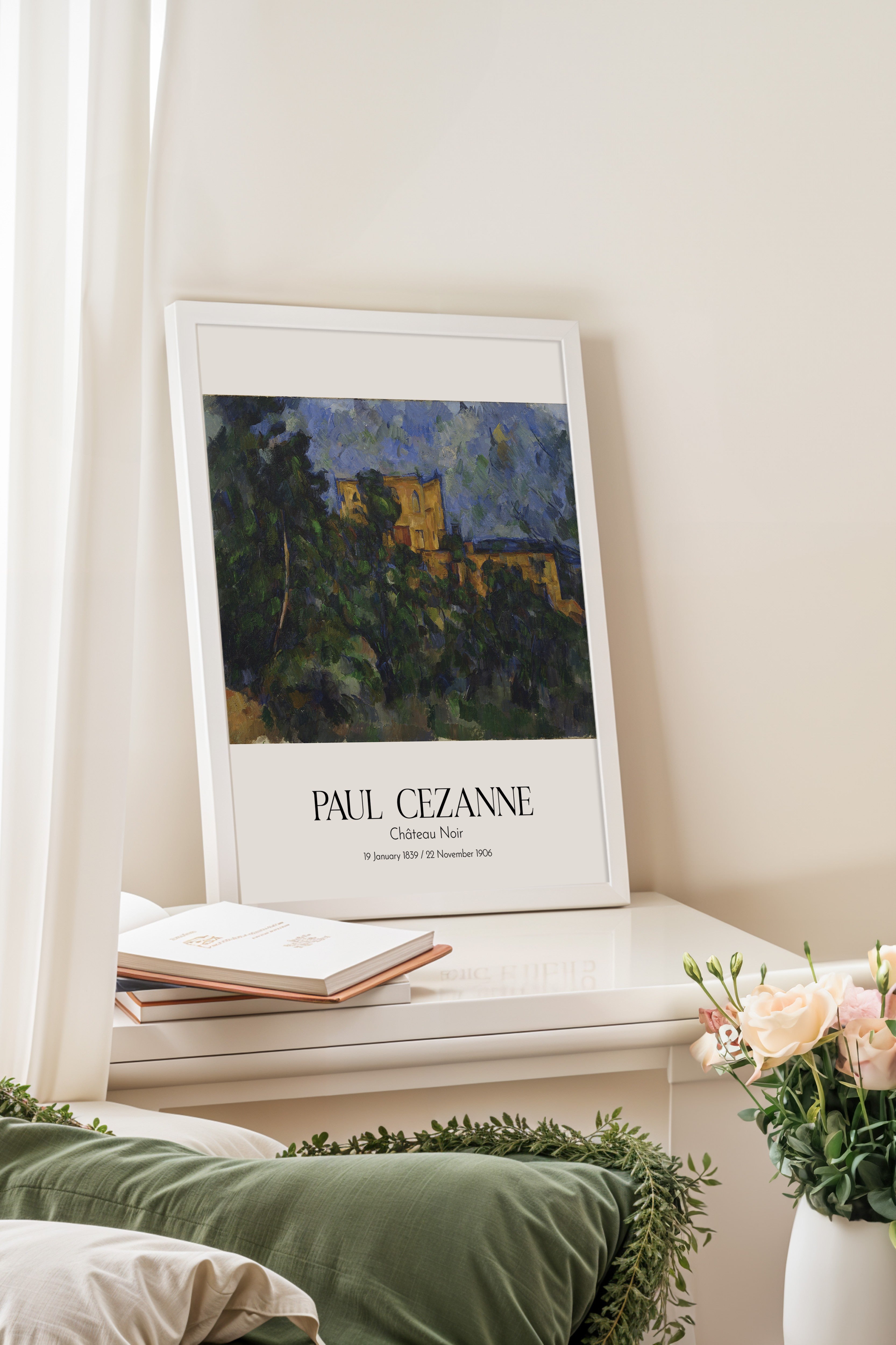 Paul Cezanne - Château Noir, Beyaz Çerçeveli Tablo, Sanat Serisi NO:110454