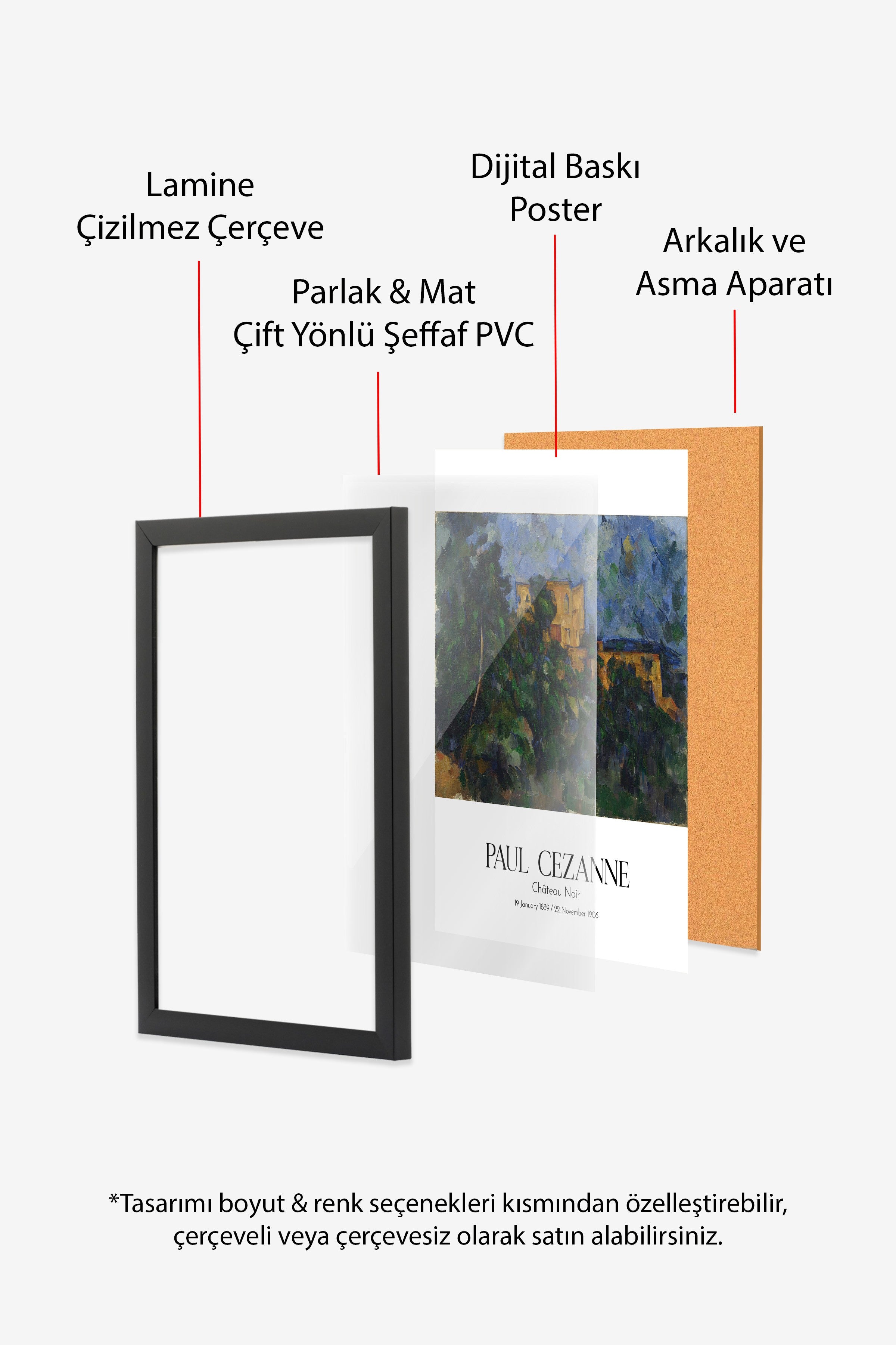 Paul Cezanne - Château Noir, Siyah Çerçeveli Tablo, Sanat Serisi NO:110454