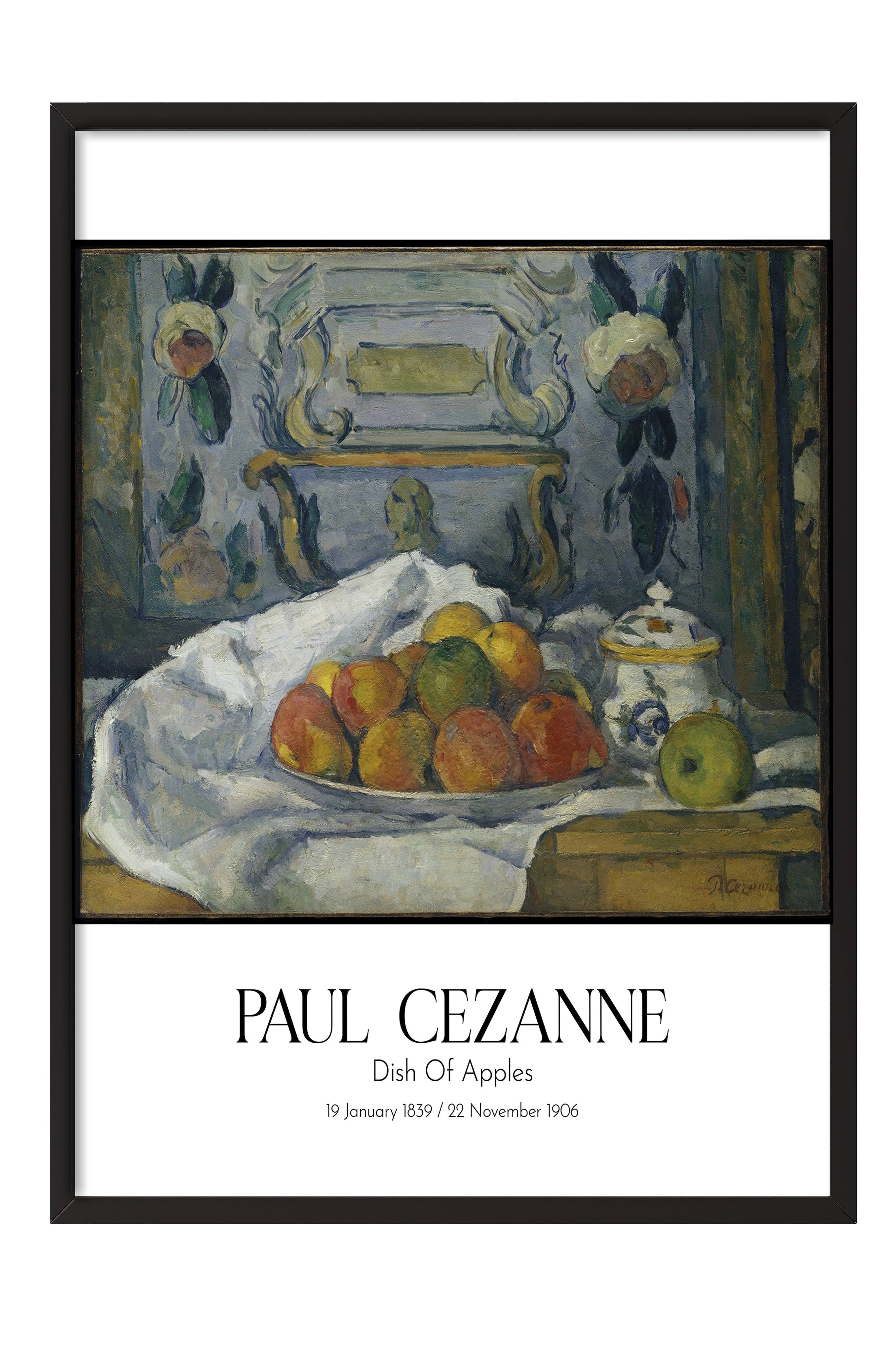 Paul Cezanne - Dish Of Apples, Siyah Çerçeveli Tablo, Sanat Serisi NO:110455