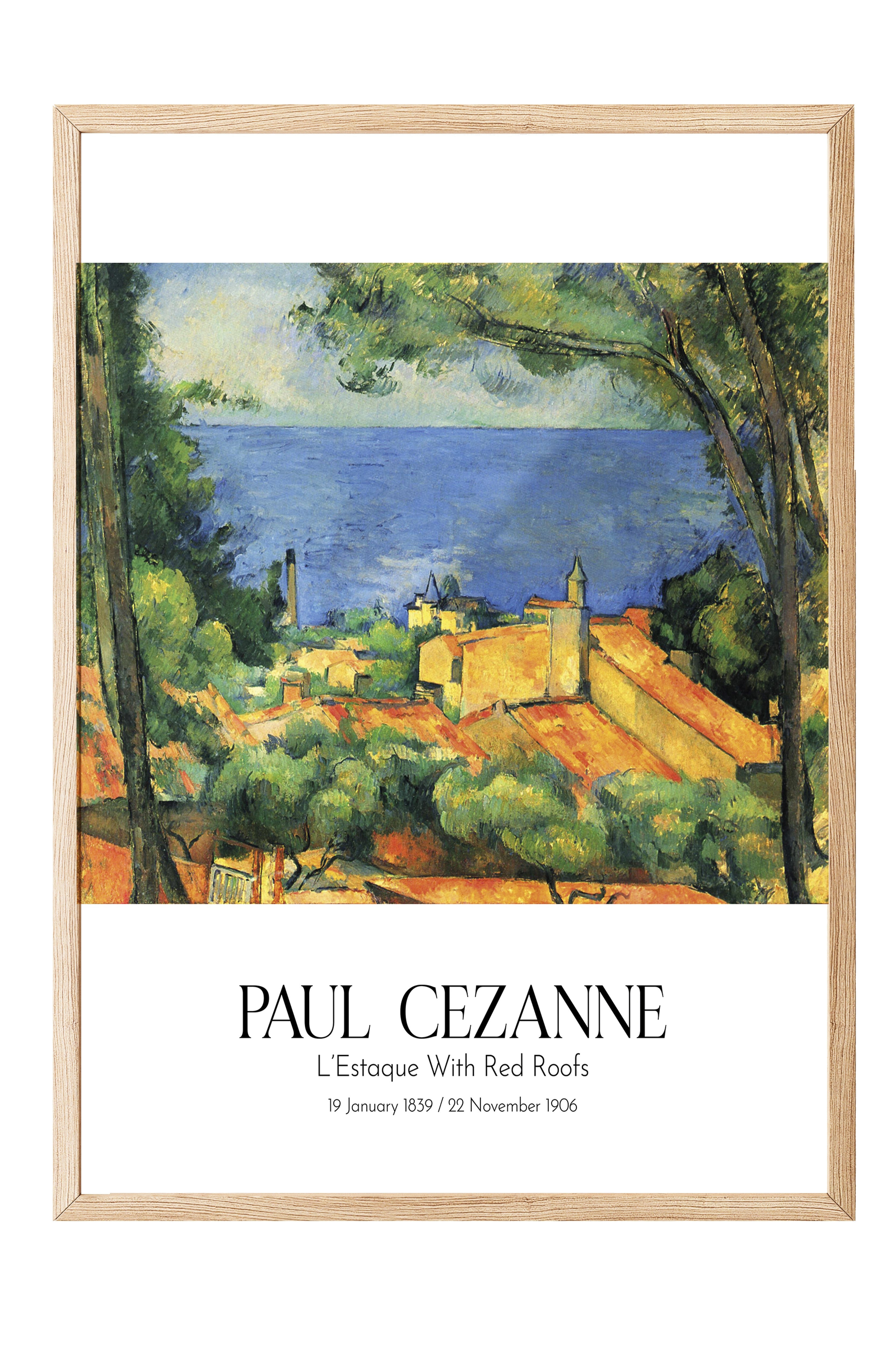 Paul Cezanne - L'Estaque With Red Roofs, Ahşap Çerçeveli Tablo, Sanat Serisi NO:110462