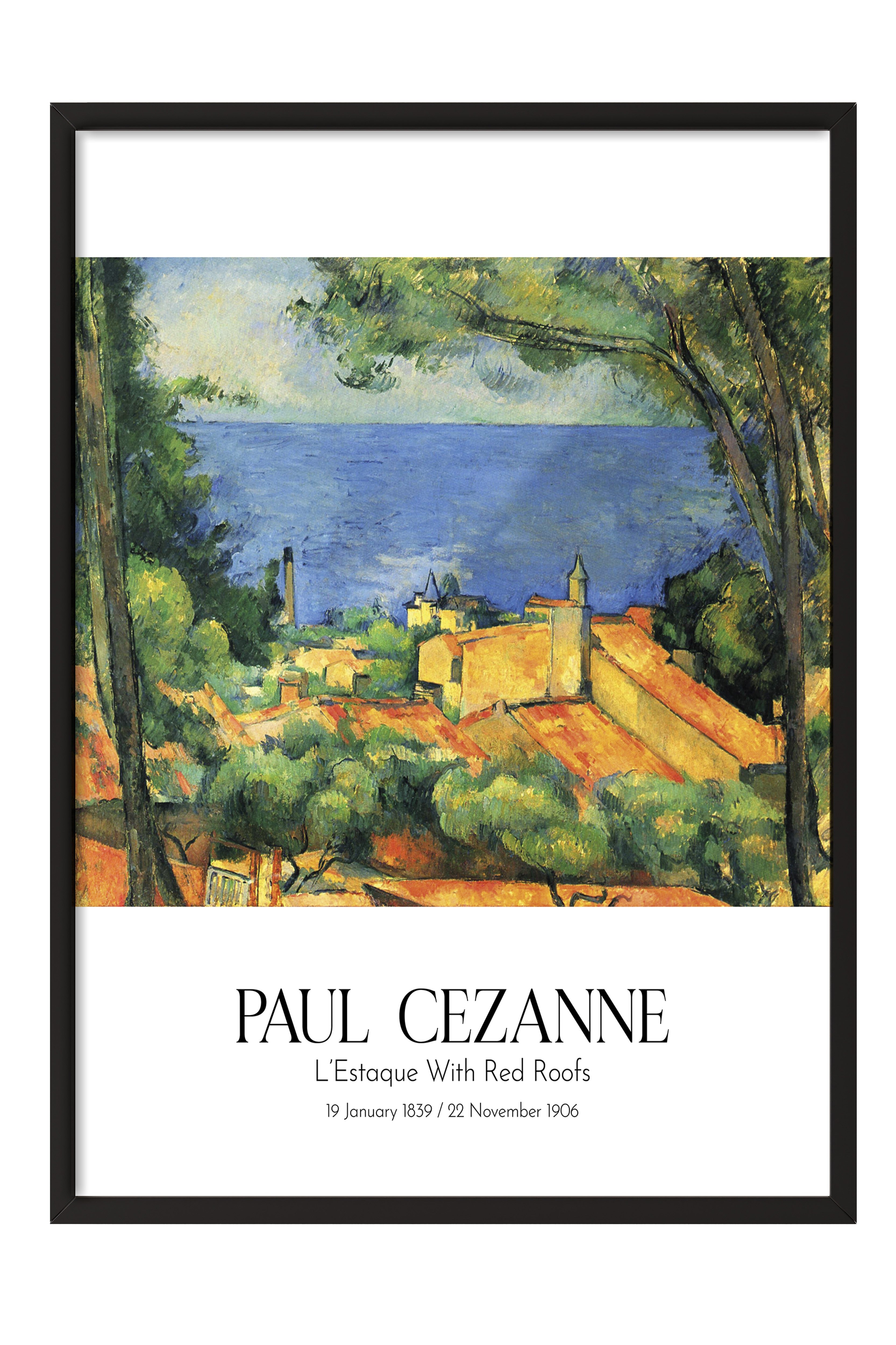 Paul Cezanne - L'Estaque With Red Roofs, Siyah Çerçeveli Tablo, Sanat Serisi NO:110462