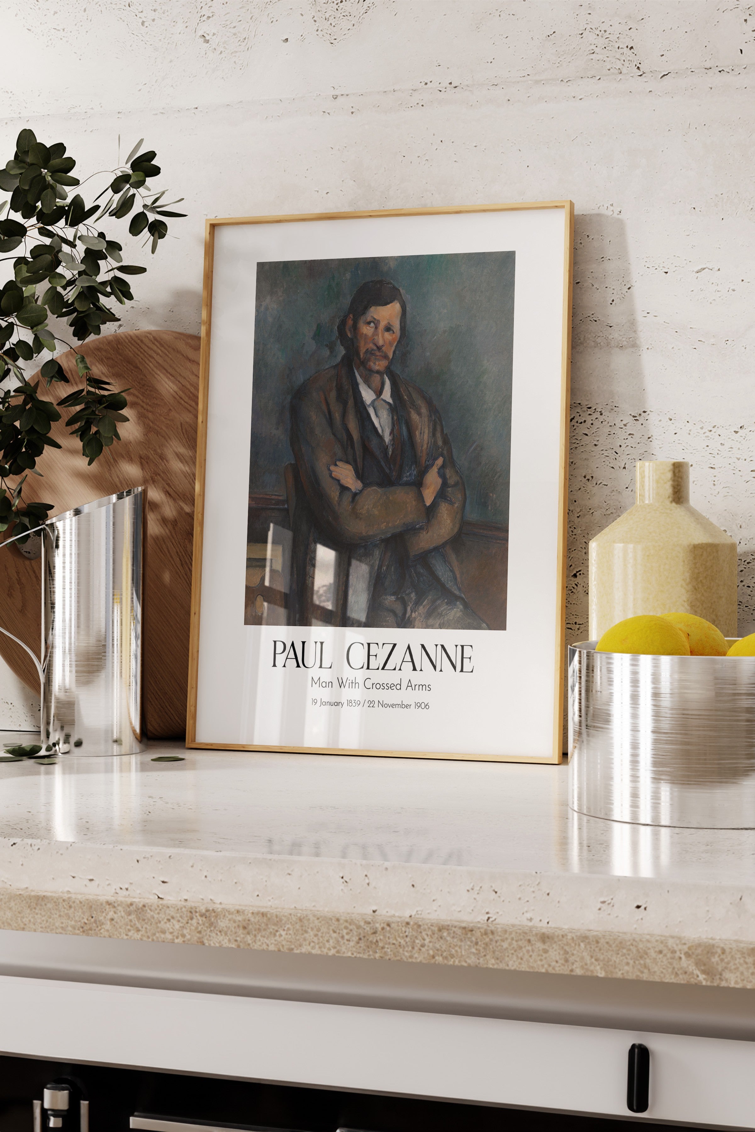 Paul Cezanne - Man With Crossed Arms, Ahşap Çerçeveli Tablo, Sanat Serisi NO:110463