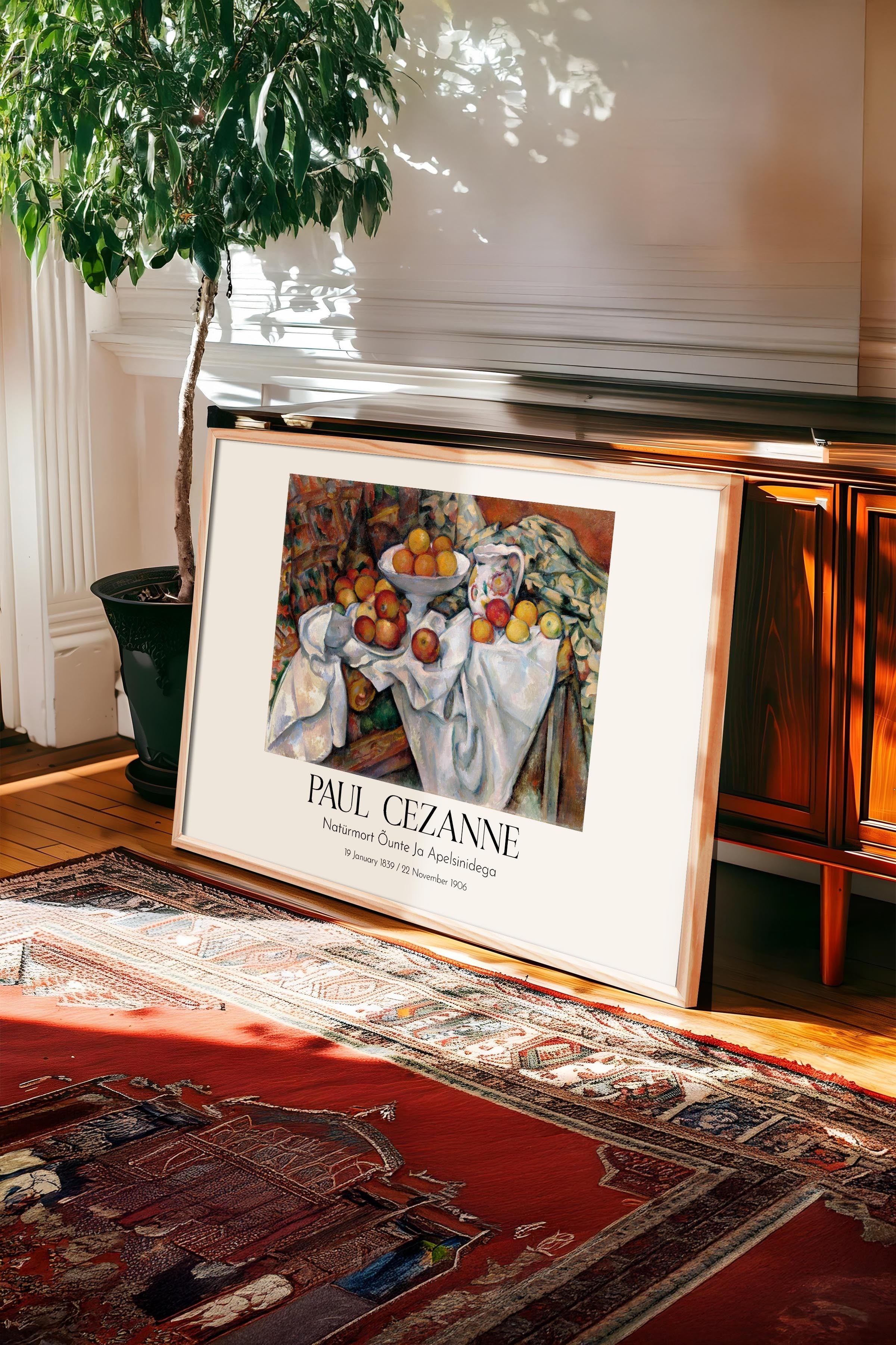 Paul Cezanne - Natüürmort Õunte Ja Apelsinidega, Ahşap Çerçeveli Tablo, Sanat Serisi NO:110488