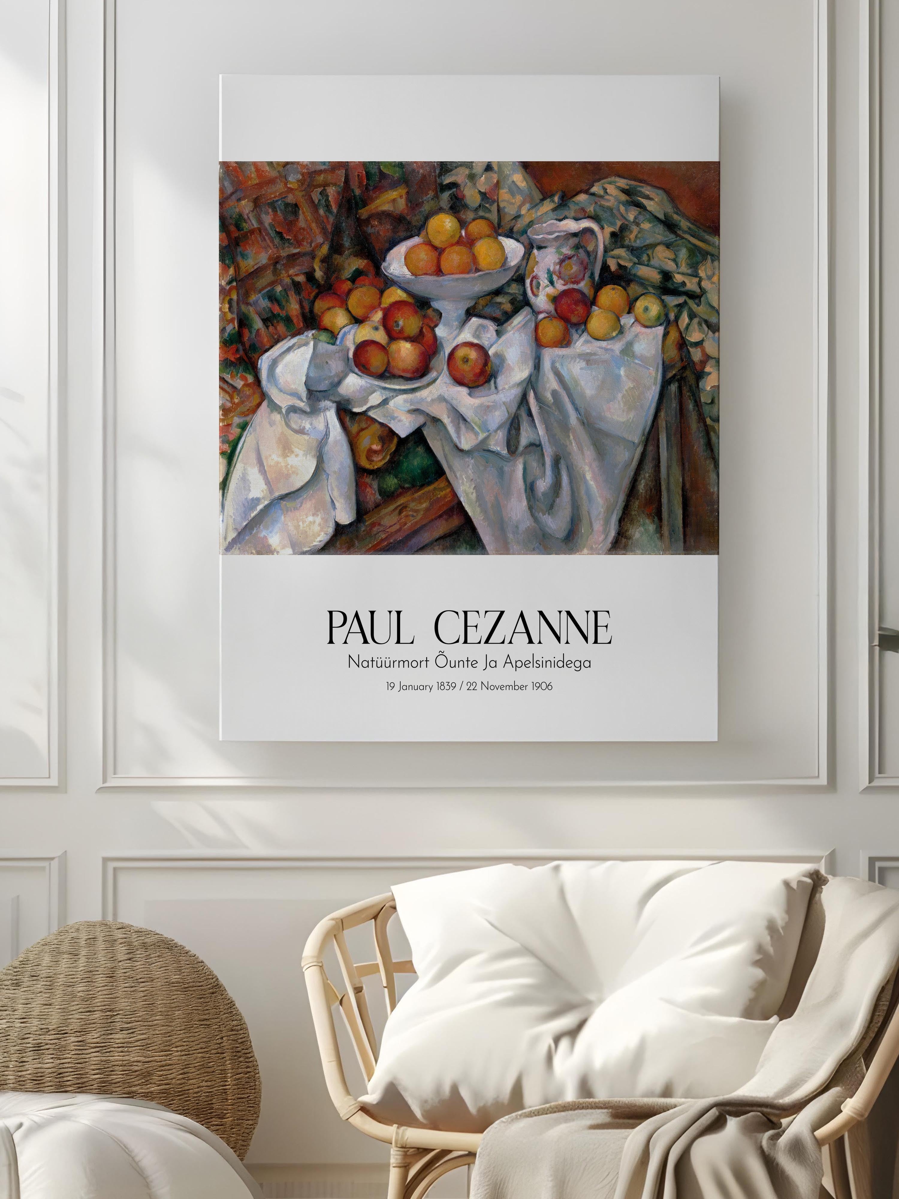 Paul Cezanne - Natüürmort Õunte Ja Apelsinidega, Kanvas Tablo, Sanat Serisi NO:110464