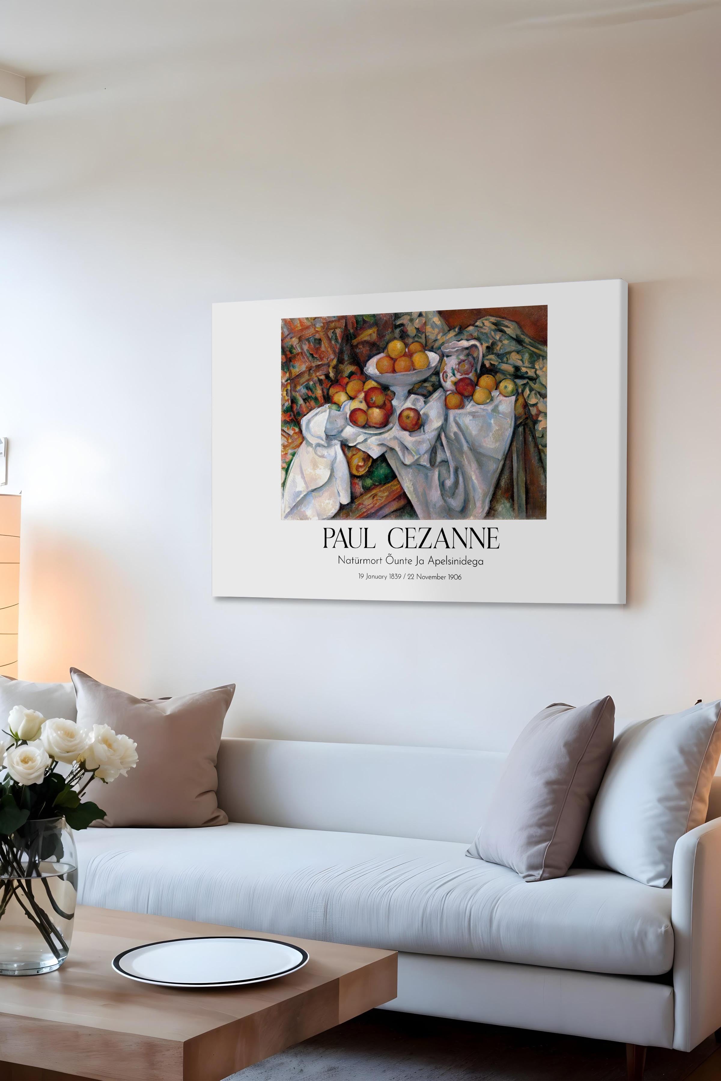 Paul Cezanne - Natüürmort Õunte Ja Apelsinidega, Kanvas Tablo, Sanat Serisi NO:110488