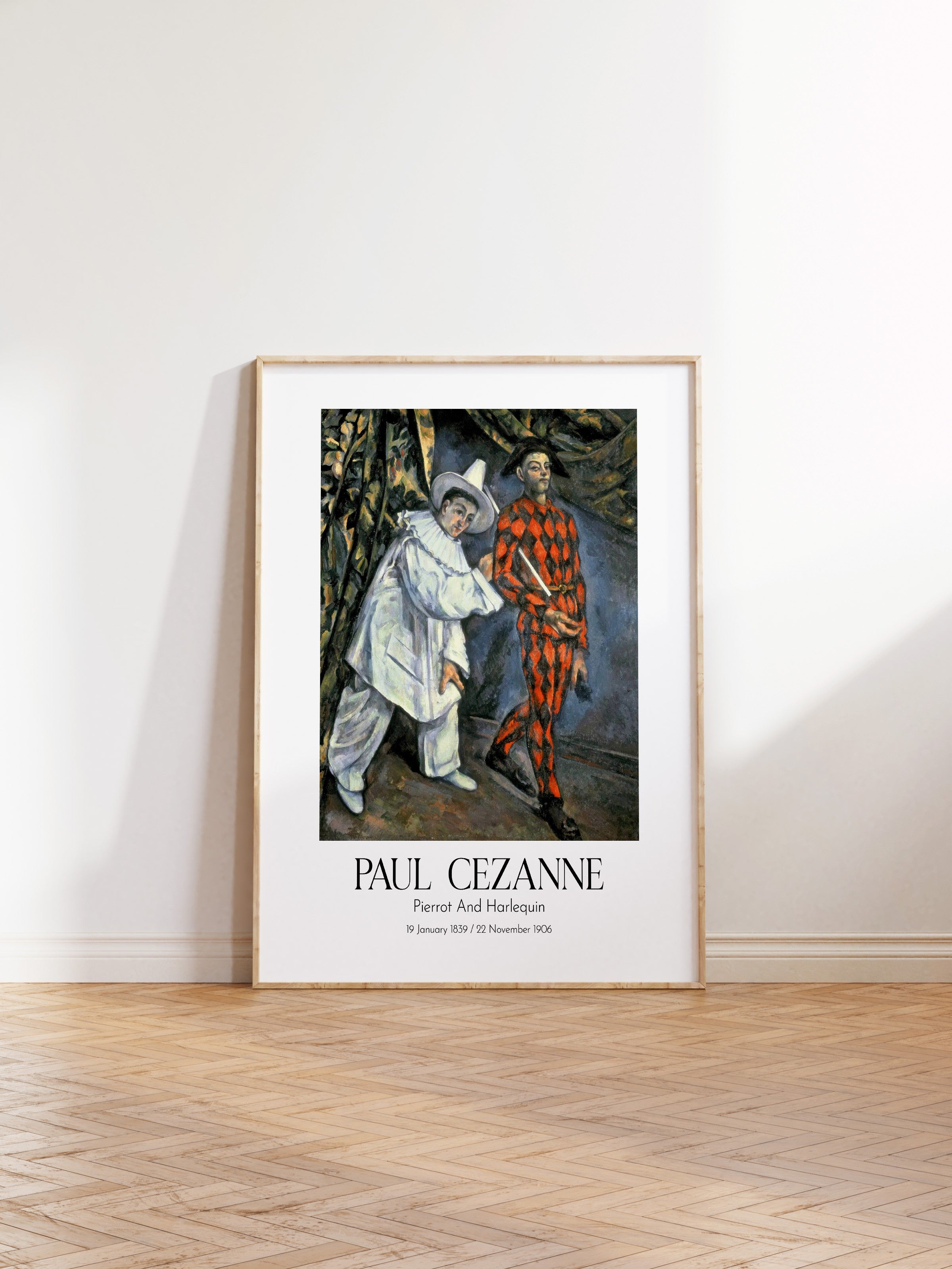 Paul Cezanne - Pierrot And Harlequin, Ahşap Çerçeveli Tablo, Sanat Serisi NO:110458