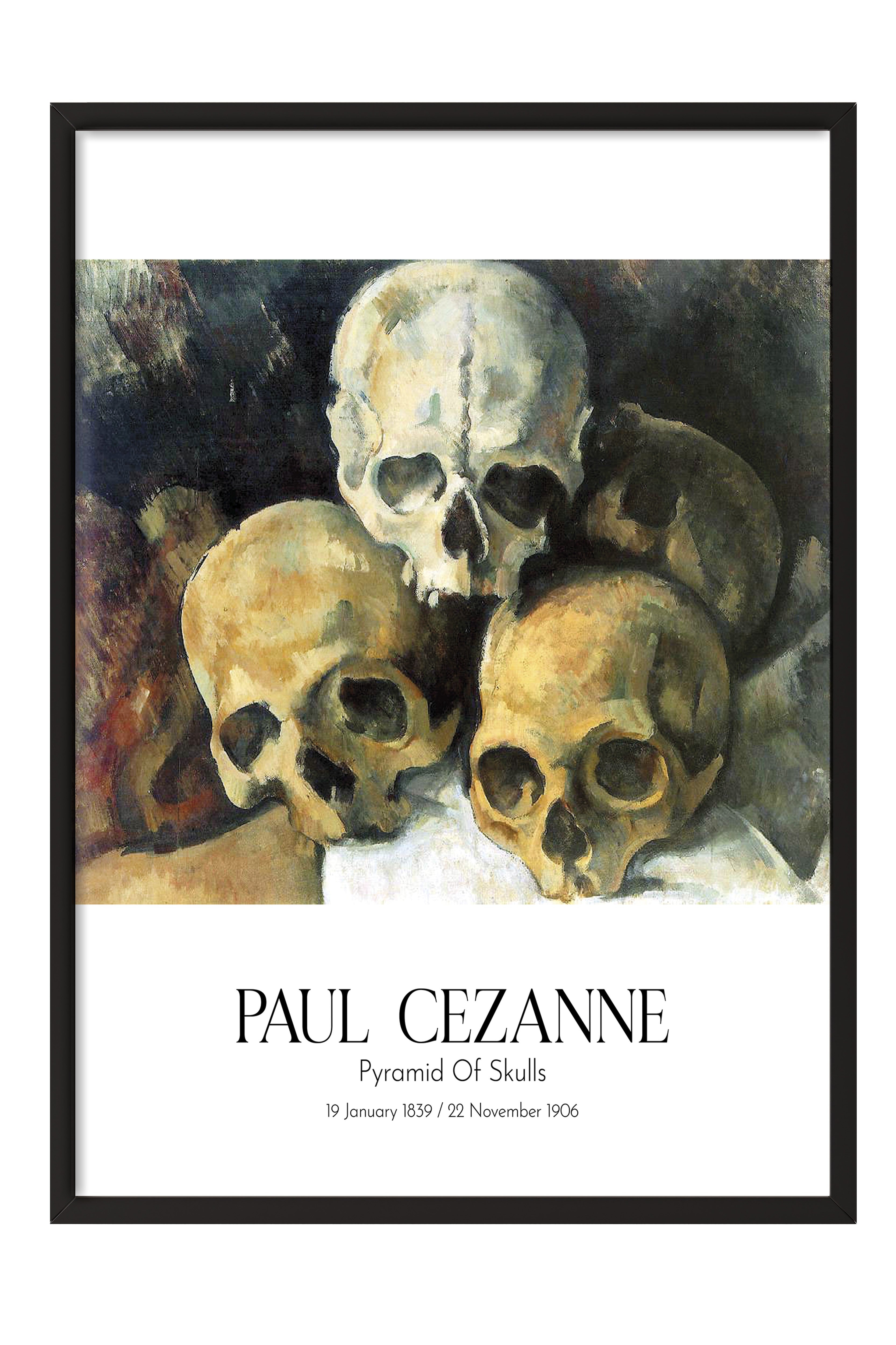 Paul Cezanne - Pyramid Of Skulls, Siyah Çerçeveli Tablo, Sanat Serisi NO:110486
