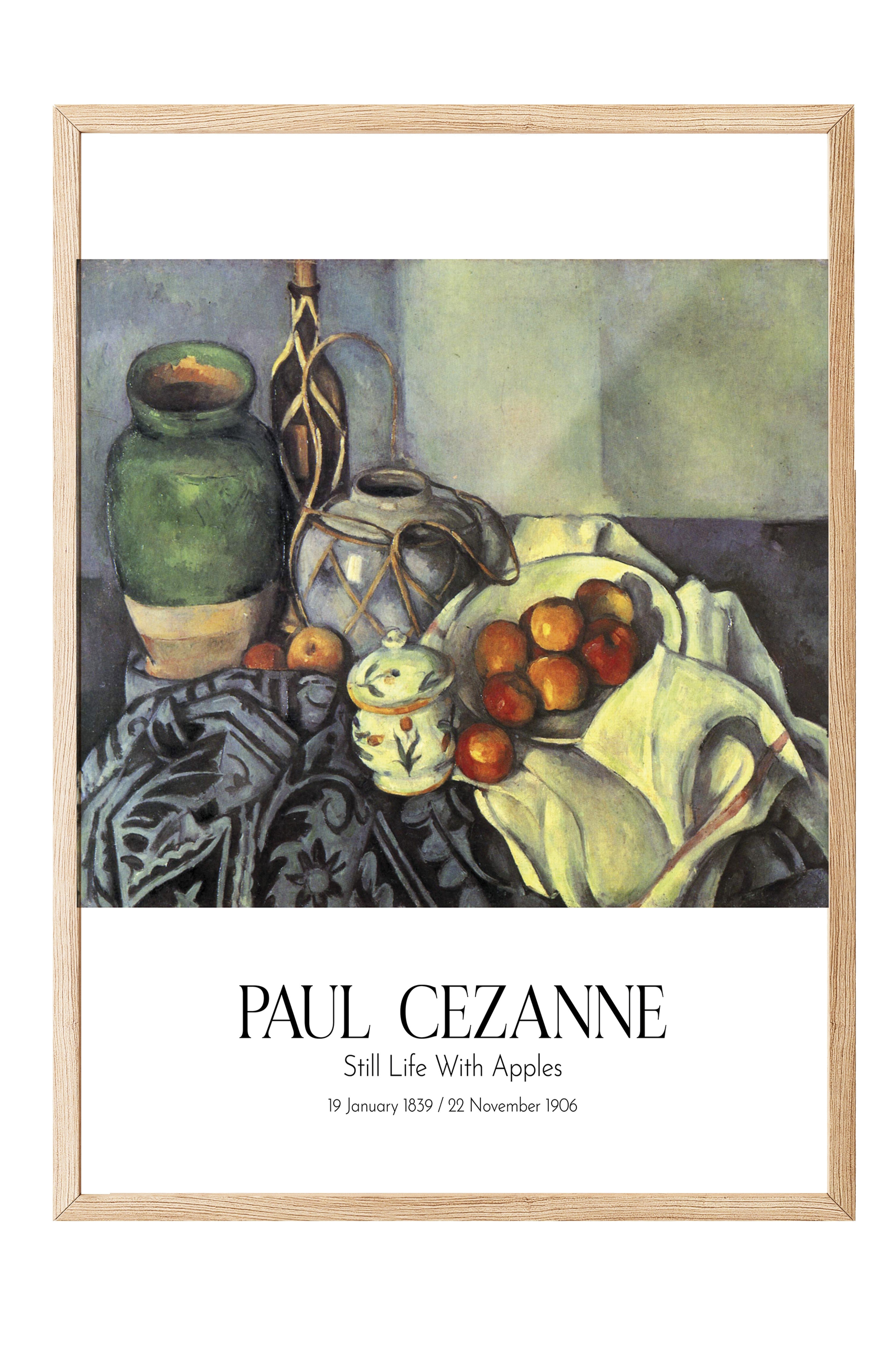 Paul Cezanne - Still Life With Apples, Ahşap Çerçeveli Tablo, Sanat Serisi NO:110456