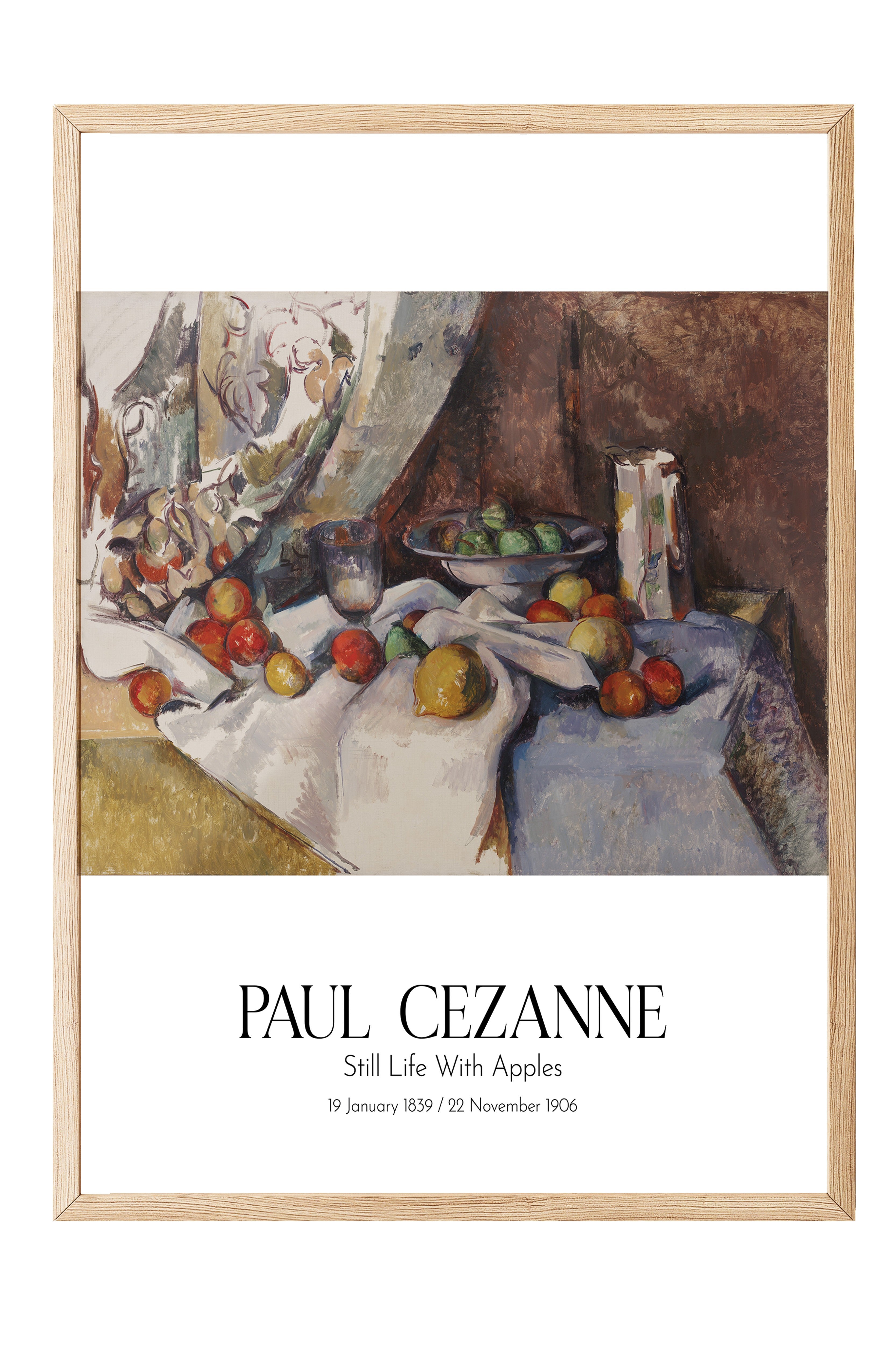 Paul Cezanne - Still Life With Apples, Ahşap Çerçeveli Tablo, Sanat Serisi NO:110468