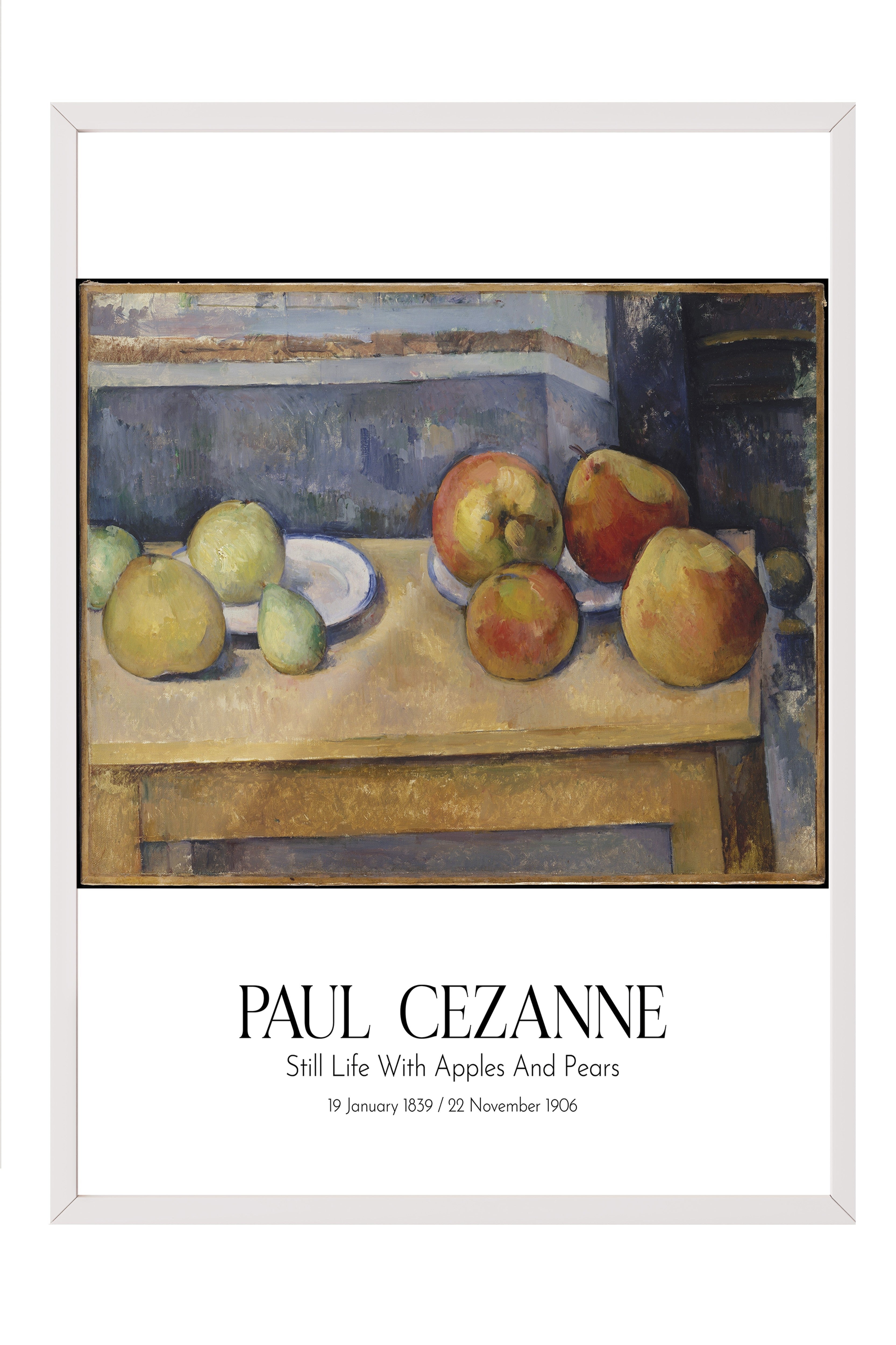 Paul Cezanne - Still Life With Apples And Pears, Beyaz Çerçeveli Tablo, Sanat Serisi NO:110467