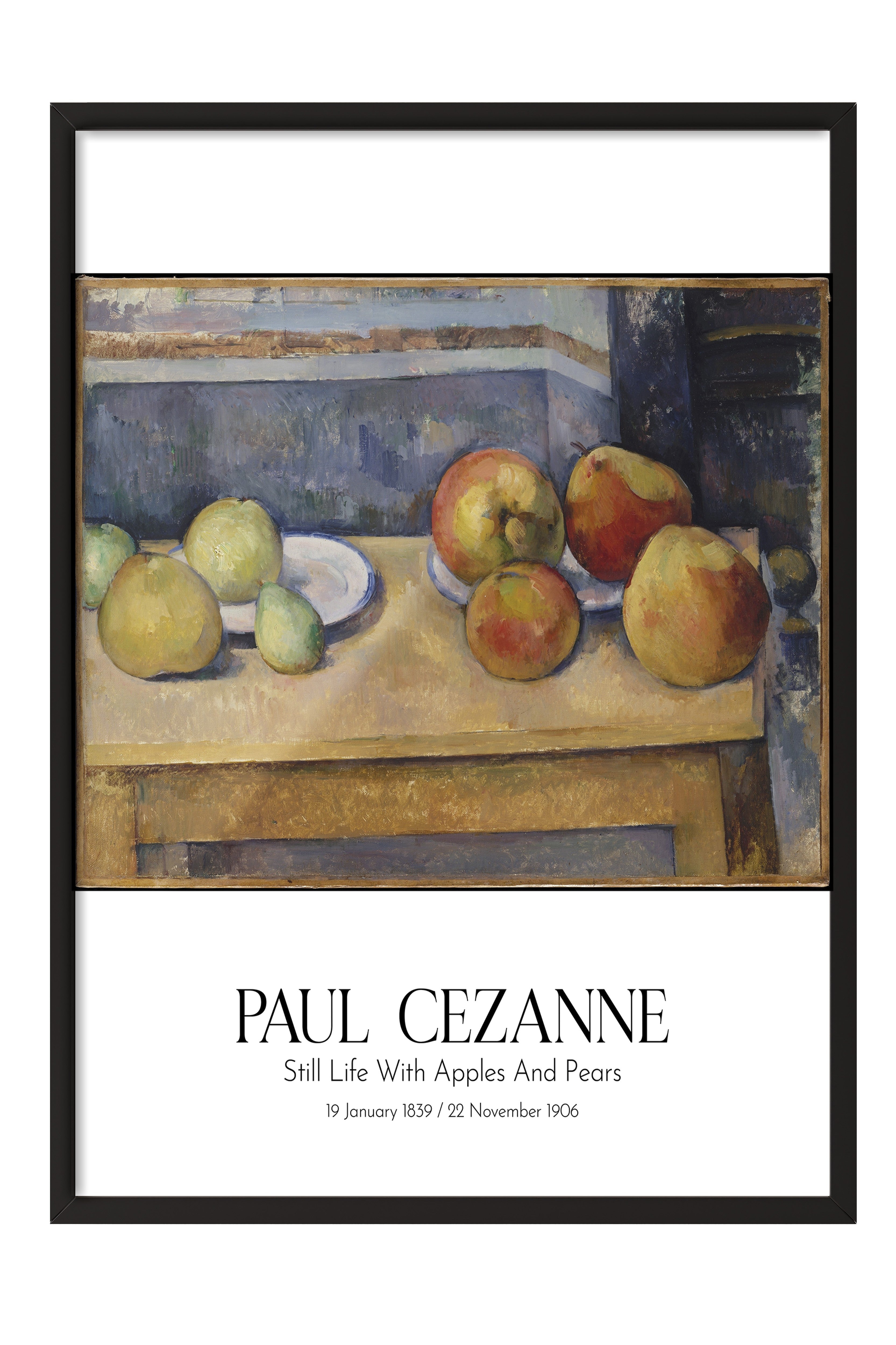 Paul Cezanne - Still Life With Apples And Pears, Siyah Çerçeveli Tablo, Sanat Serisi NO:110467