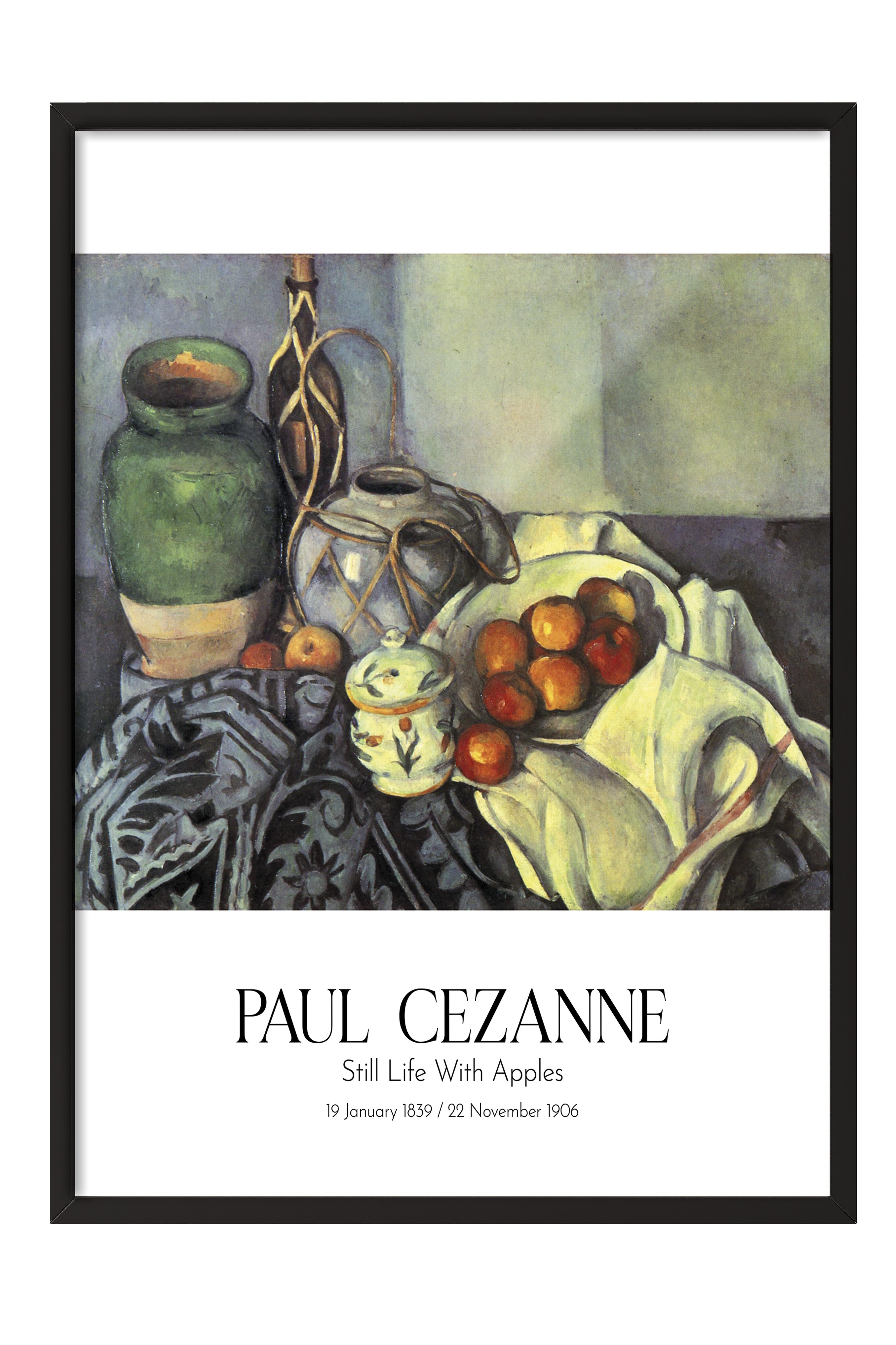 Paul Cezanne - Still Life With Apples, Siyah Çerçeveli Tablo, Sanat Serisi NO:110456