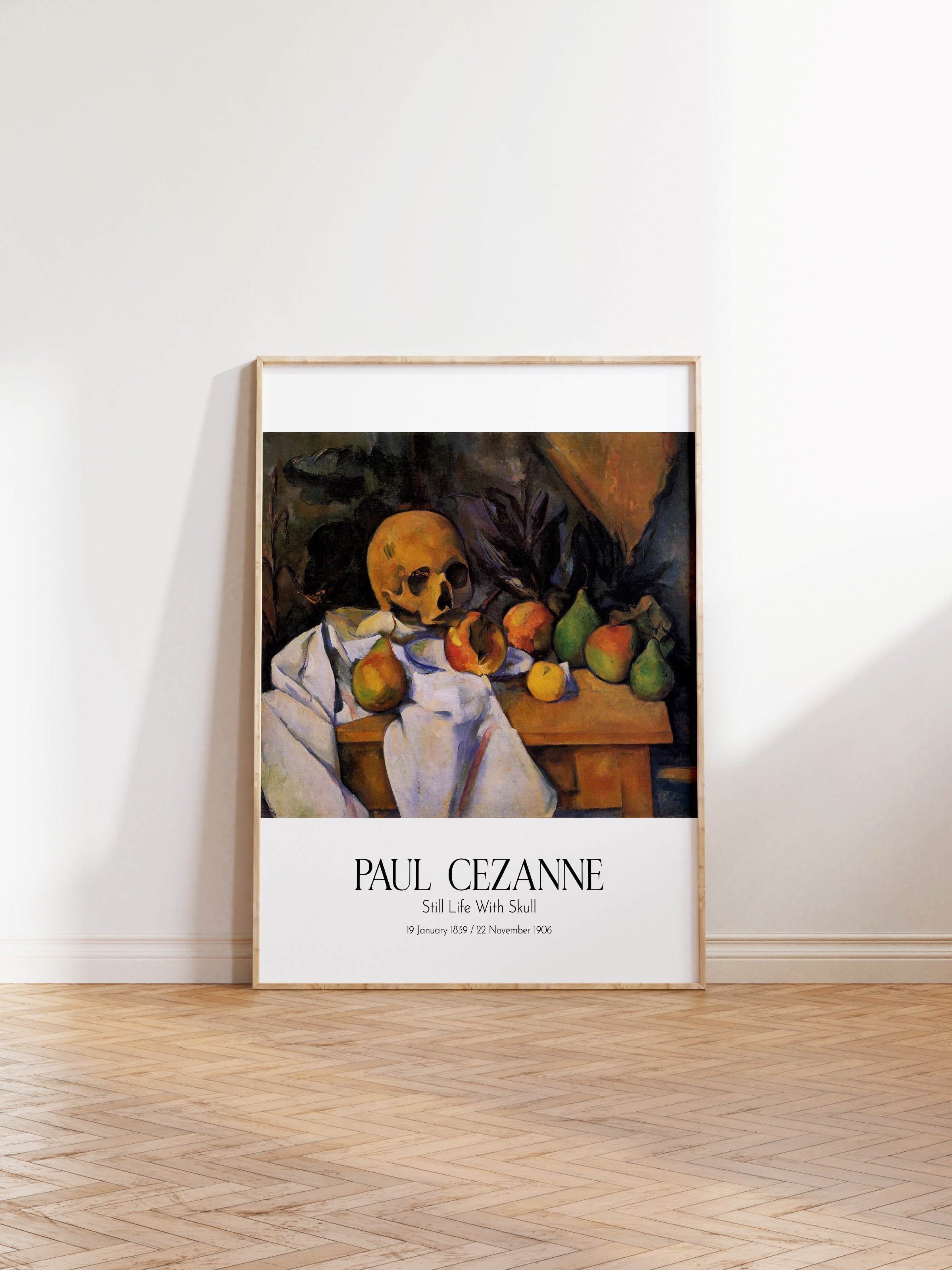 Paul Cezanne - Still Life With Skull, Ahşap Çerçeveli Tablo, Sanat Serisi NO:110471
