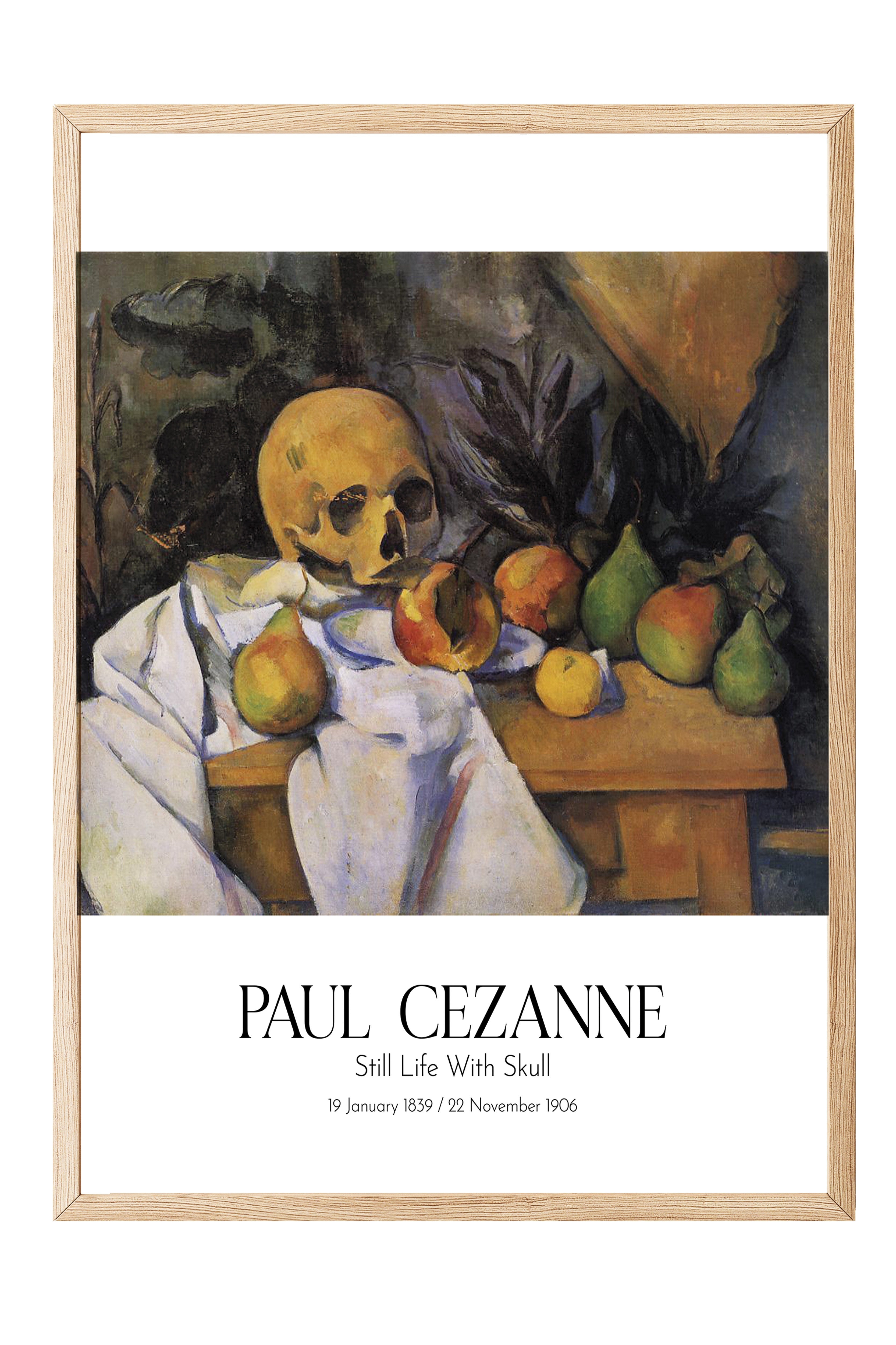 Paul Cezanne - Still Life With Skull, Ahşap Çerçeveli Tablo, Sanat Serisi NO:110471