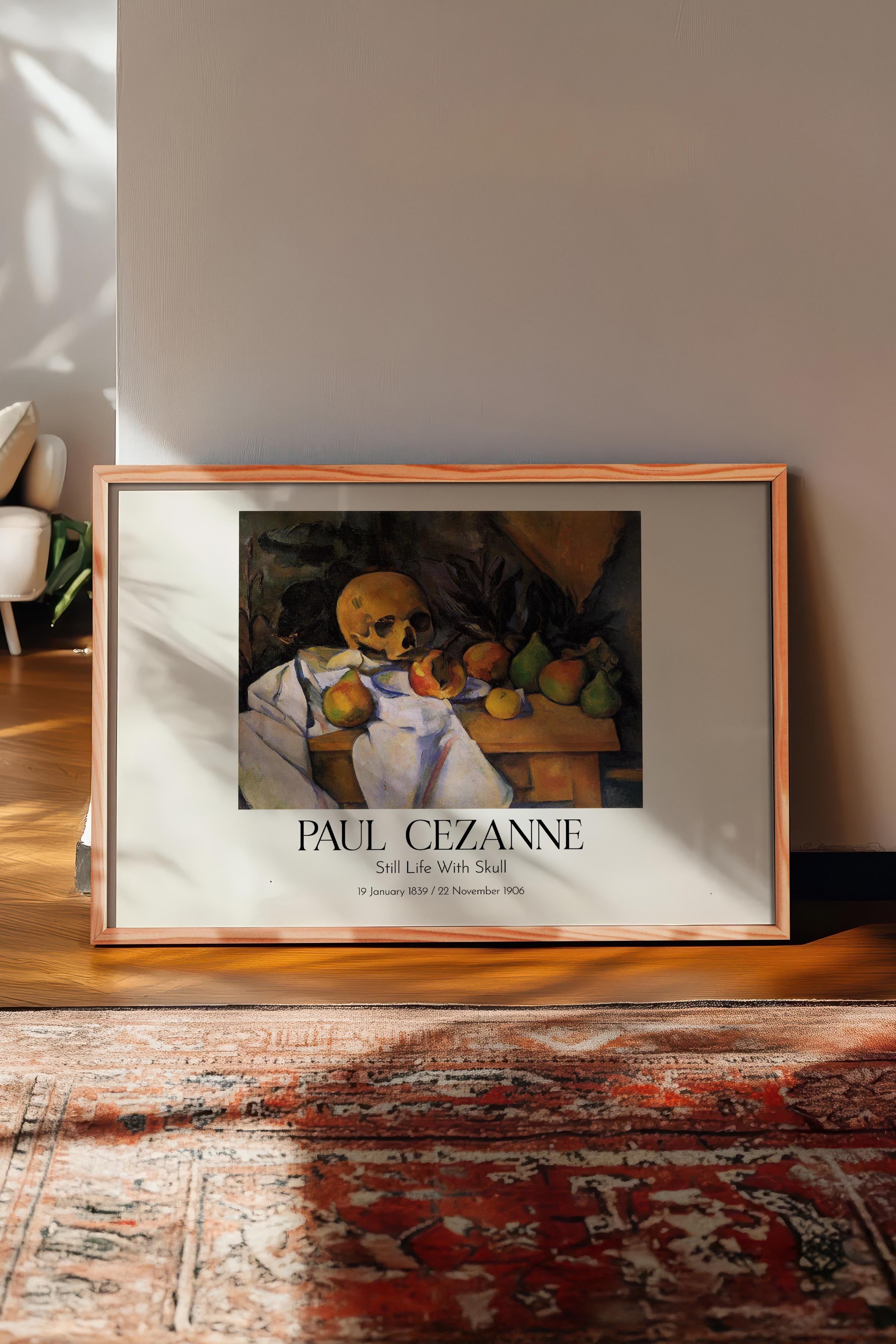 Paul Cezanne - Still Life With Skull, Ahşap Çerçeveli Tablo, Sanat Serisi NO:110494