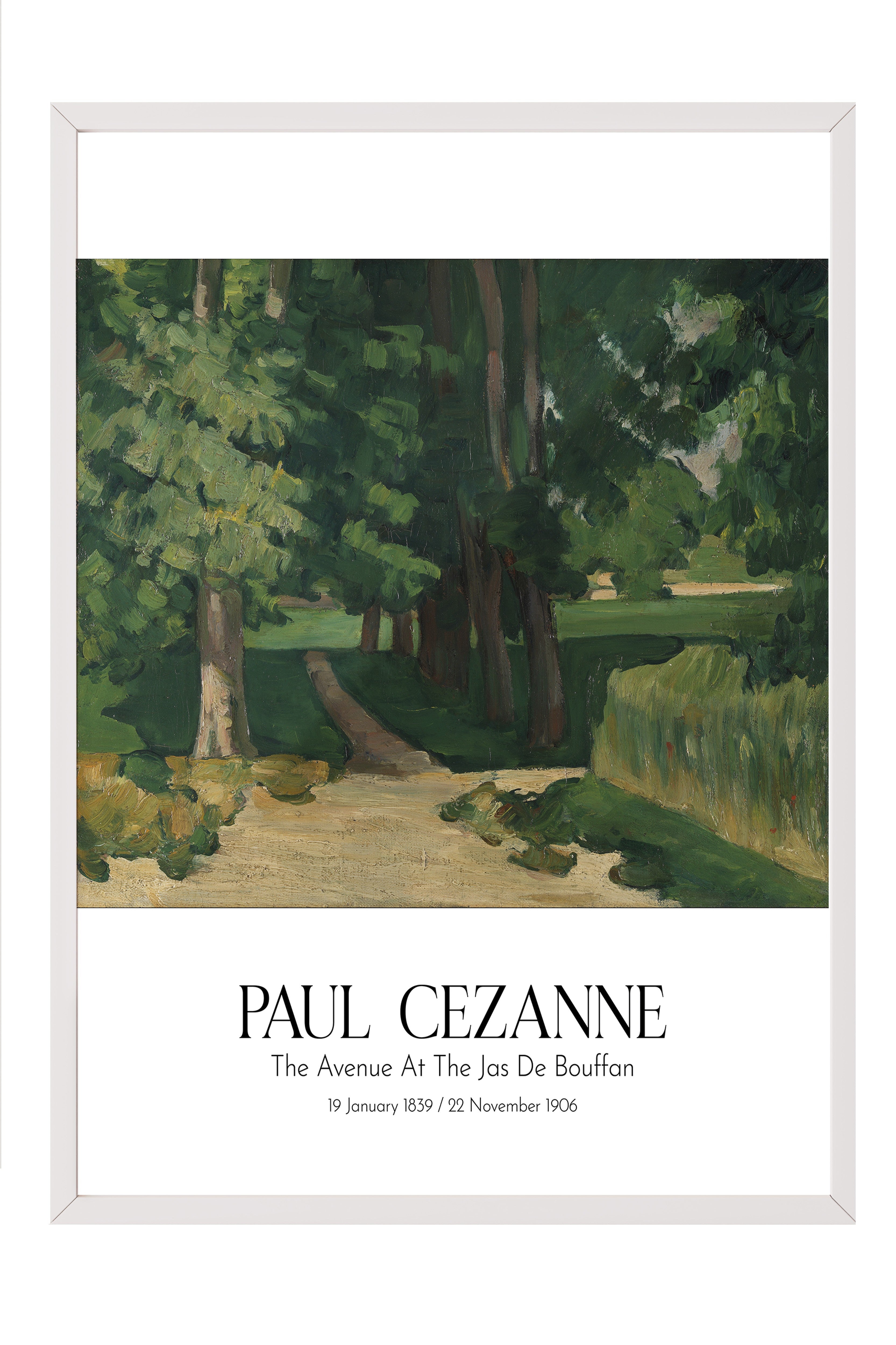 Paul Cezanne - The Avenue At The Jas De Bouffan, Beyaz Çerçeveli Tablo, Sanat Serisi NO:110472