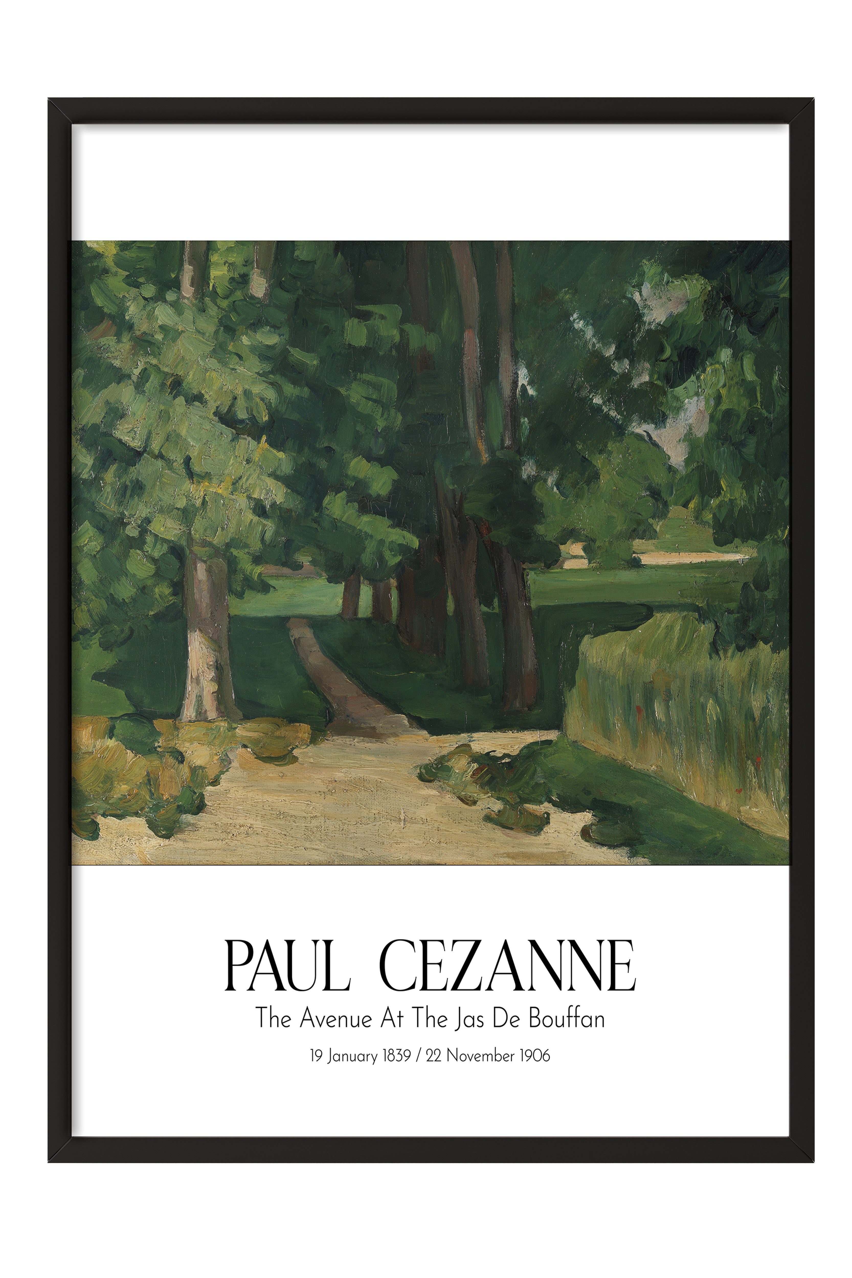 Paul Cezanne - The Avenue At The Jas De Bouffan, Siyah Çerçeveli Tablo, Sanat Serisi NO:110472