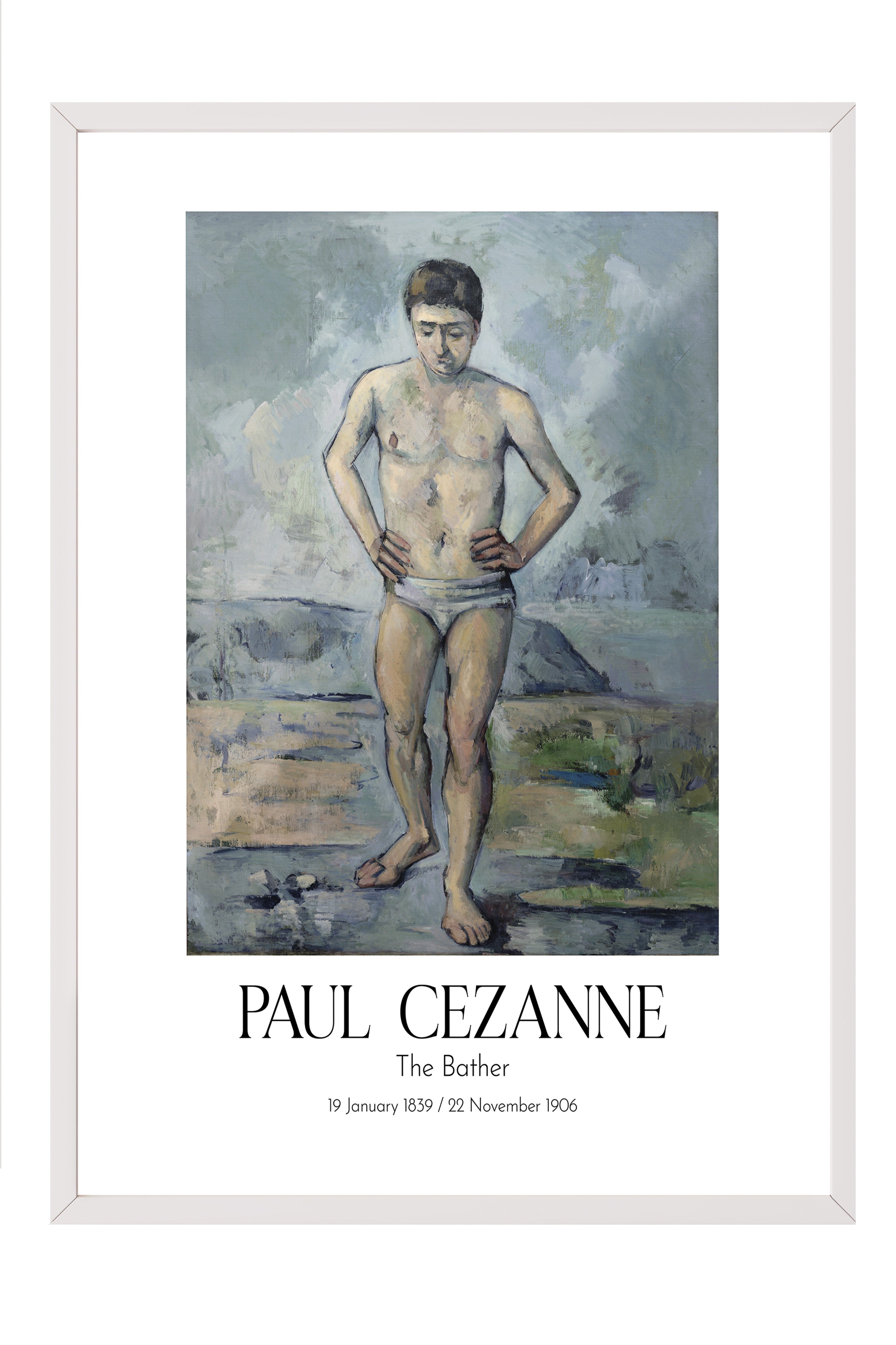Paul Cezanne - The Bather, Beyaz Çerçeveli Tablo, Sanat Serisi NO:110473