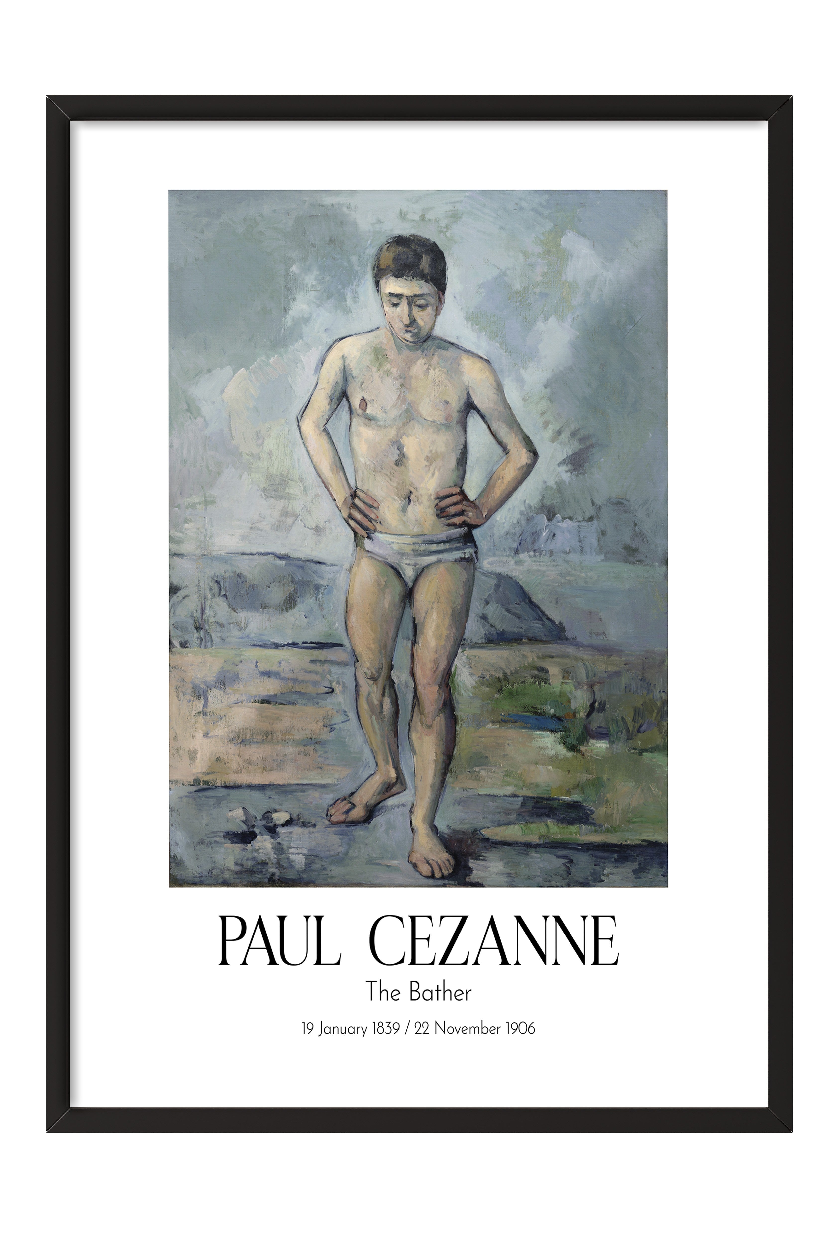 Paul Cezanne - The Bather, Siyah Çerçeveli Tablo, Sanat Serisi NO:110473