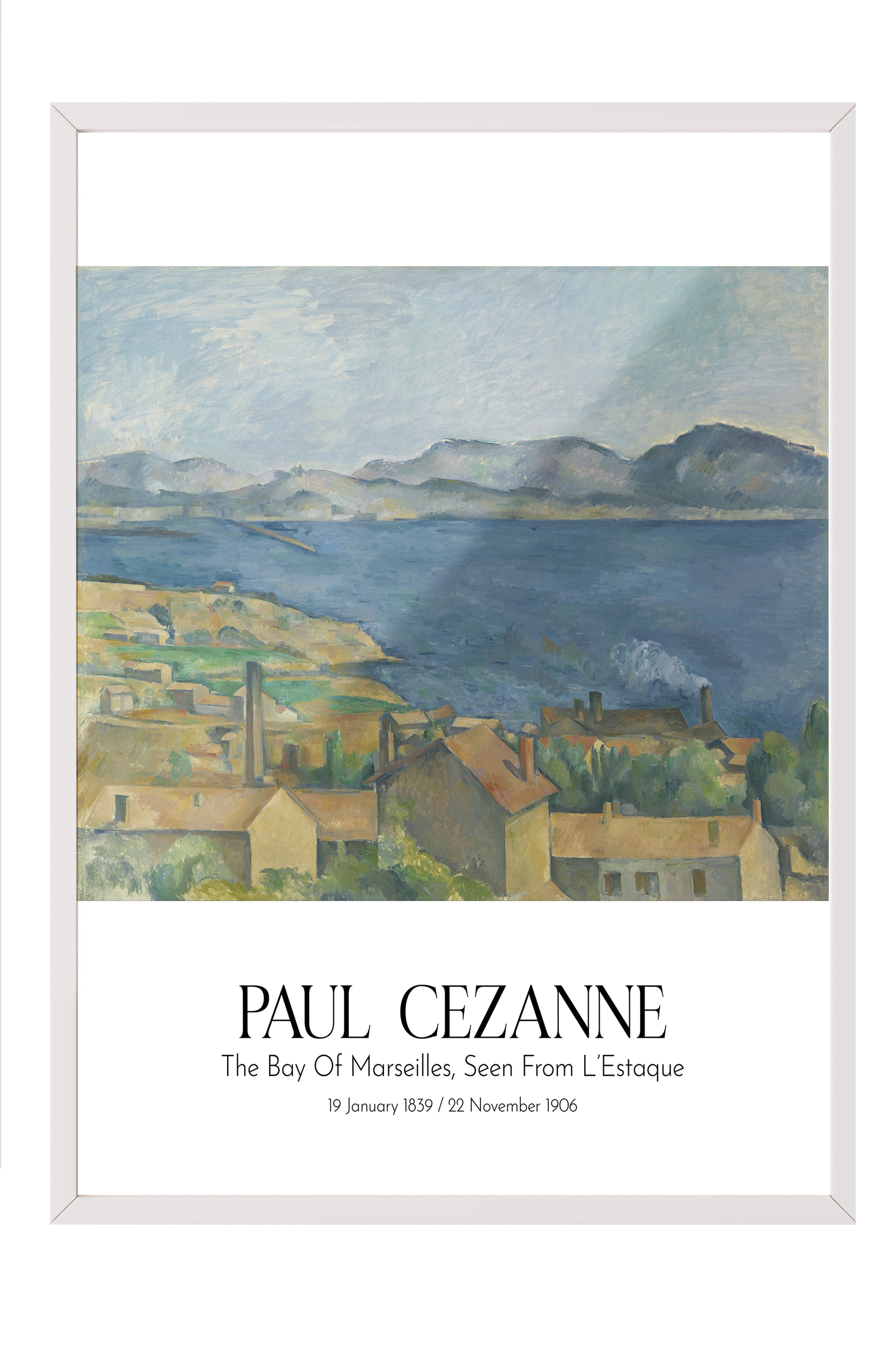 Paul Cezanne - The Bay Of Marseilles, Seen From L'Estaque, Beyaz Çerçeveli Tablo, Sanat Serisi NO:110483