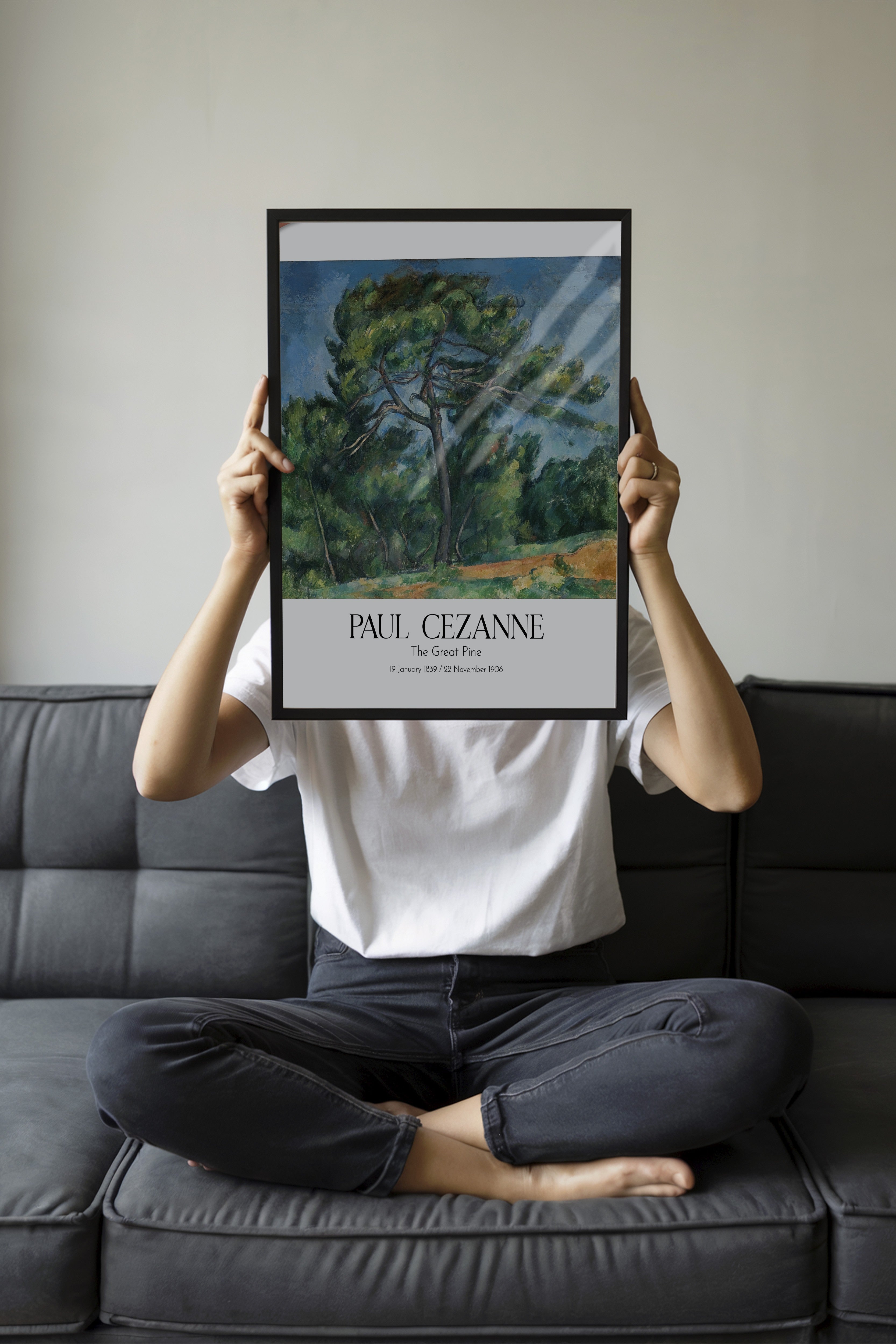 Paul Cezanne - The Great Pine, Siyah Çerçeveli Tablo, Sanat Serisi NO:110475