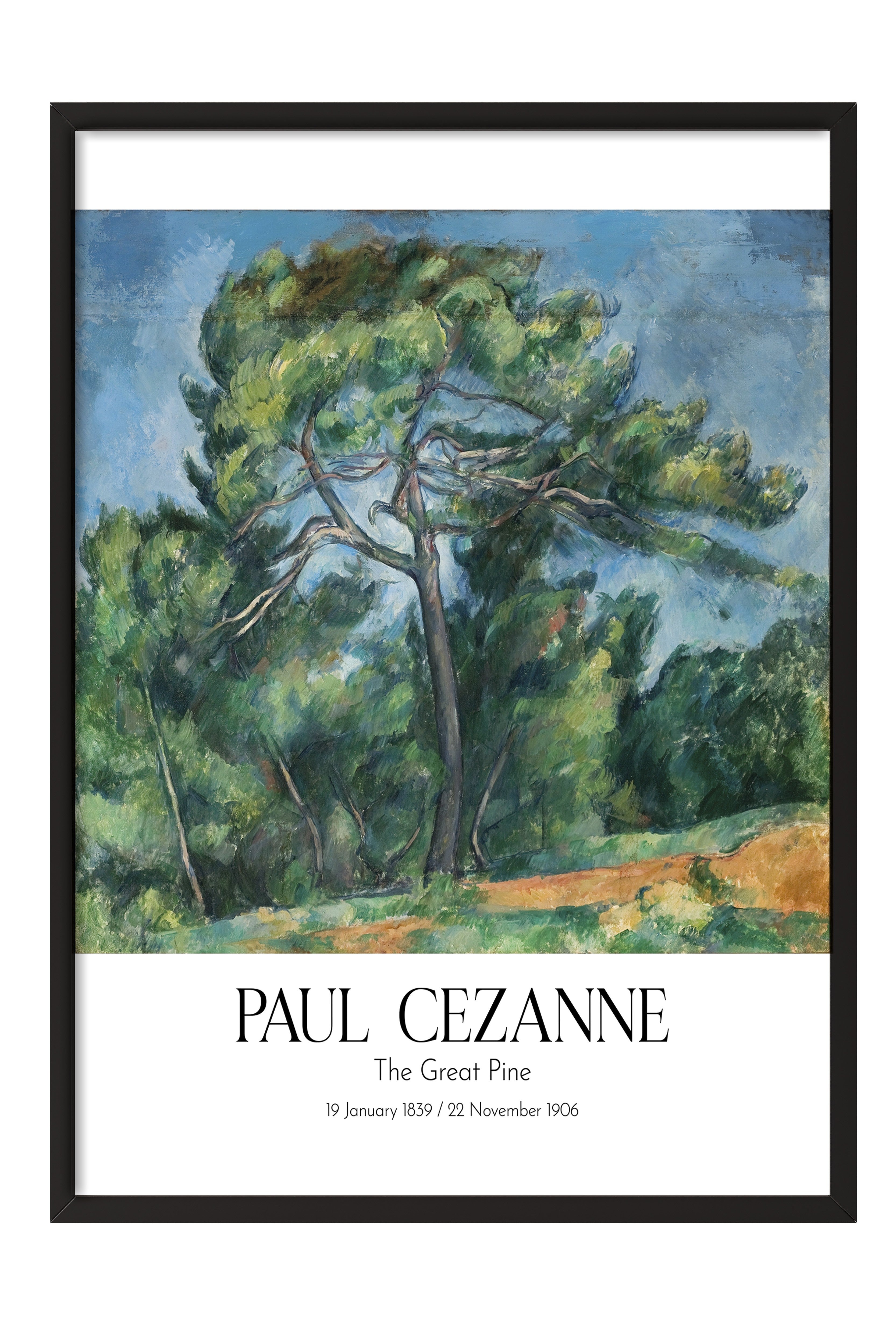 Paul Cezanne - The Great Pine, Siyah Çerçeveli Tablo, Sanat Serisi NO:110475