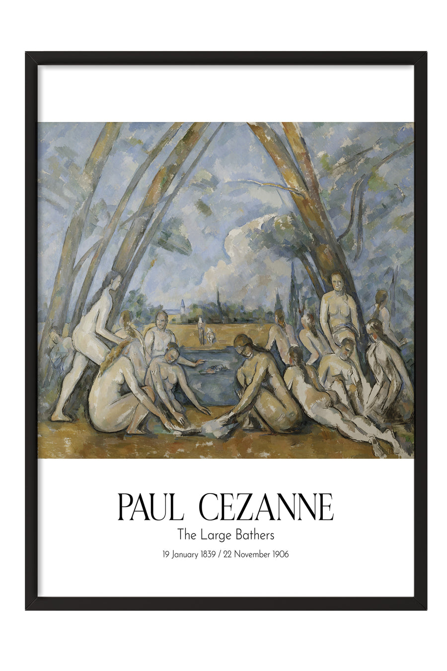 Paul Cezanne - The Large Bathers, Siyah Çerçeveli Tablo, Sanat Serisi NO:110476